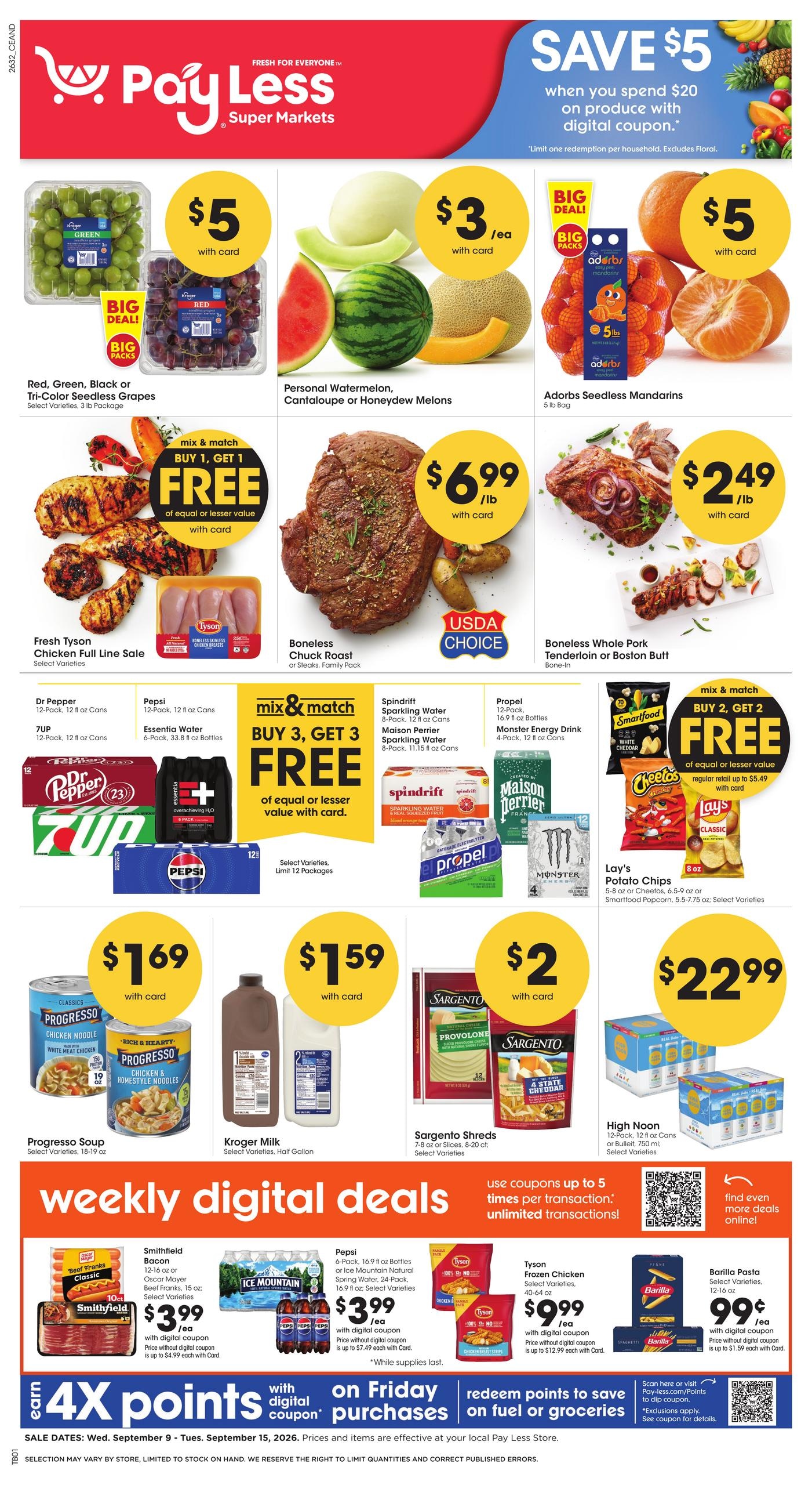 Pay Less Super Markets weekly ad page 1