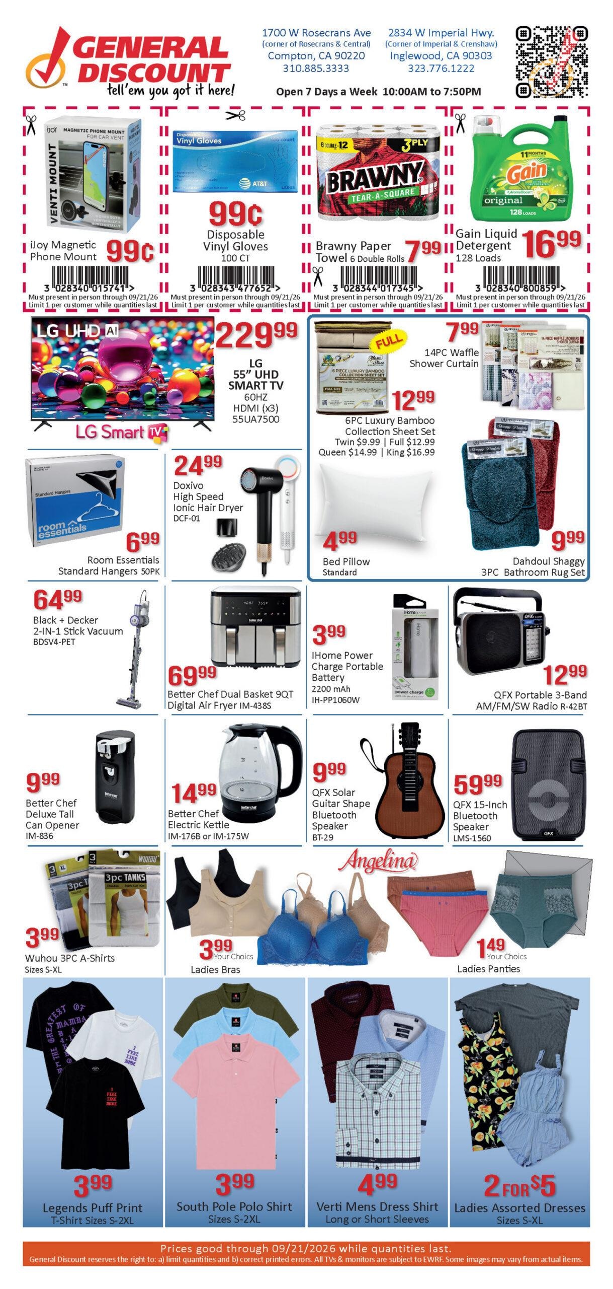 General Discount weekly ad page 1
