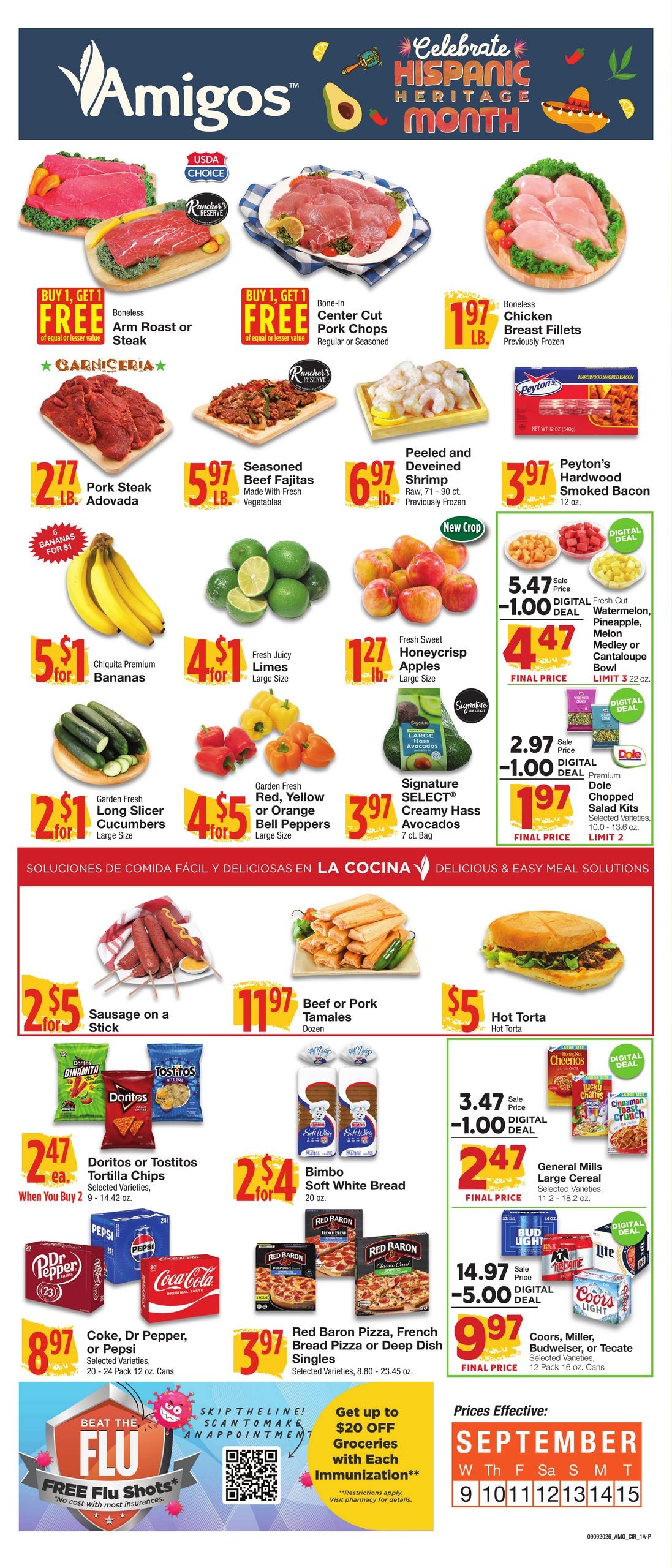 Amigos United weekly ad page 1