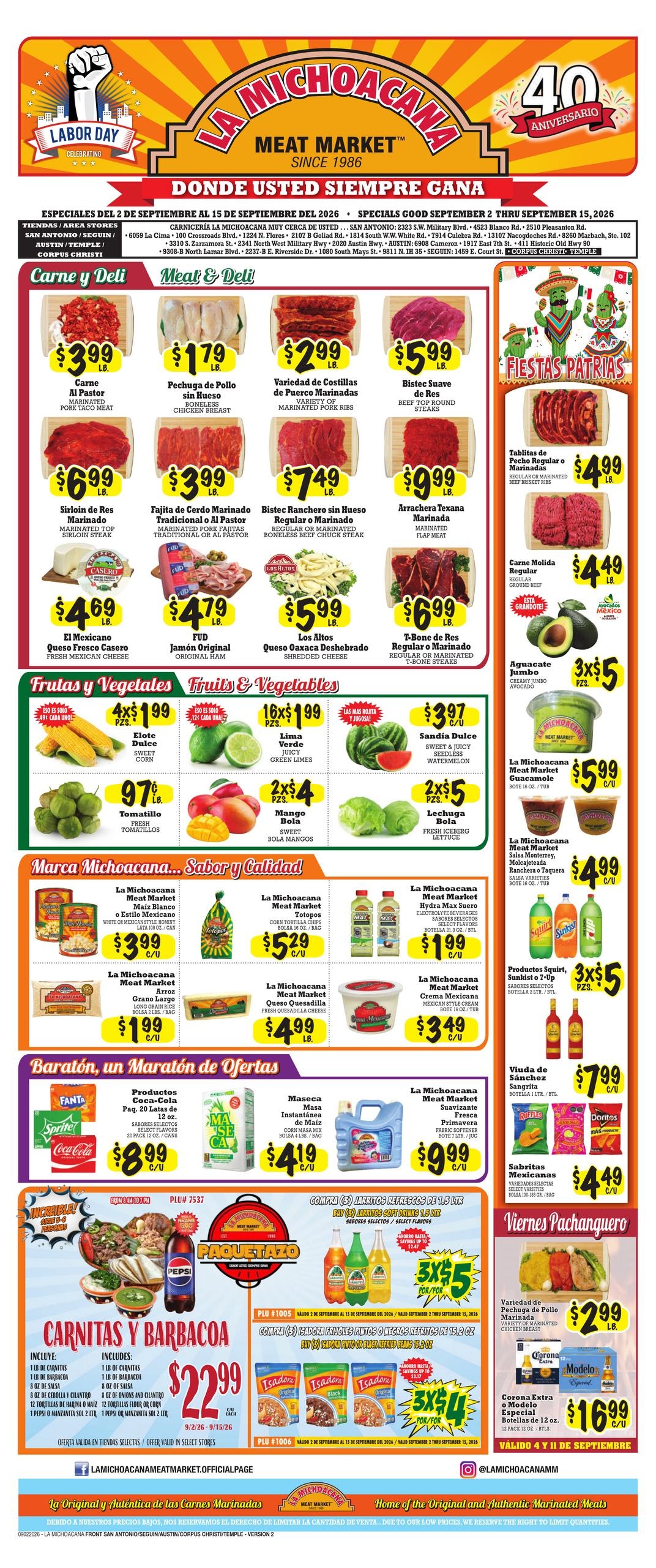 La Michoacana Meat Market weekly ad page 1