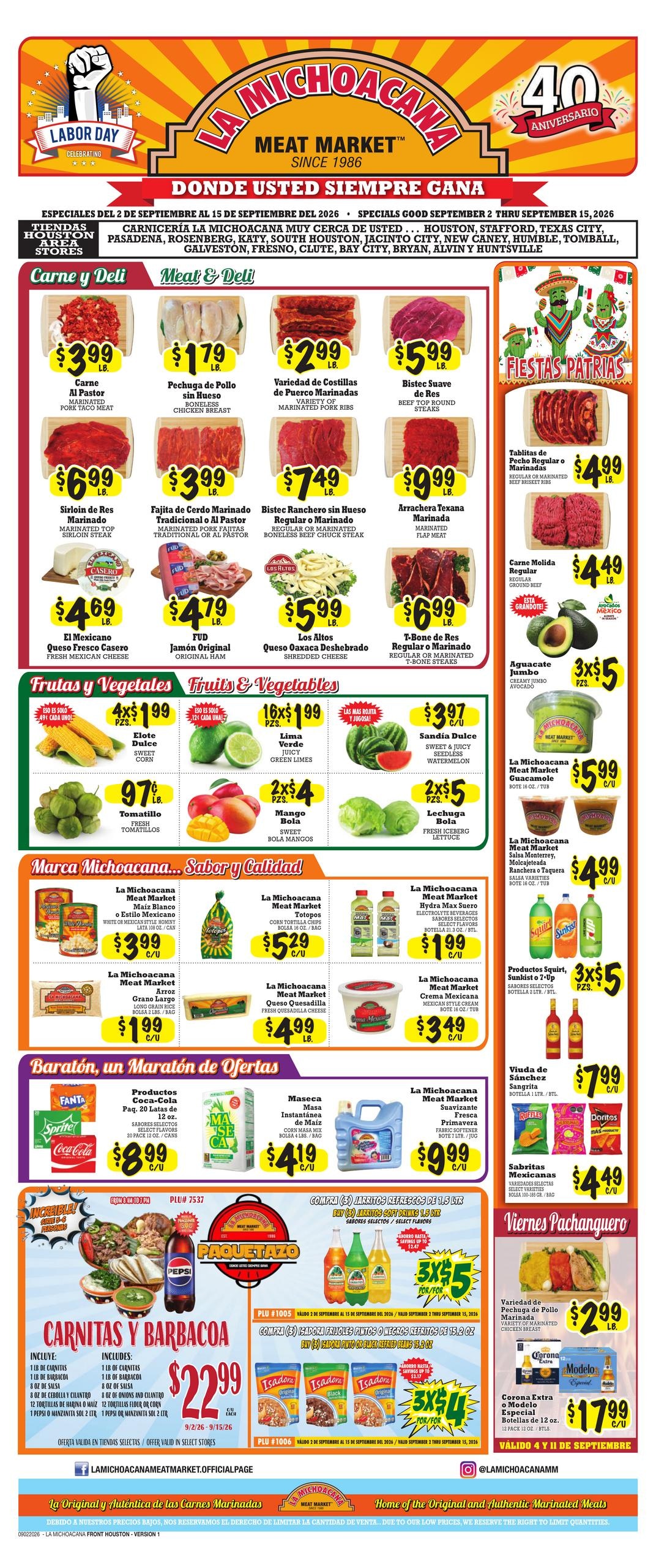 La Michoacana Meat Market weekly ad page 1