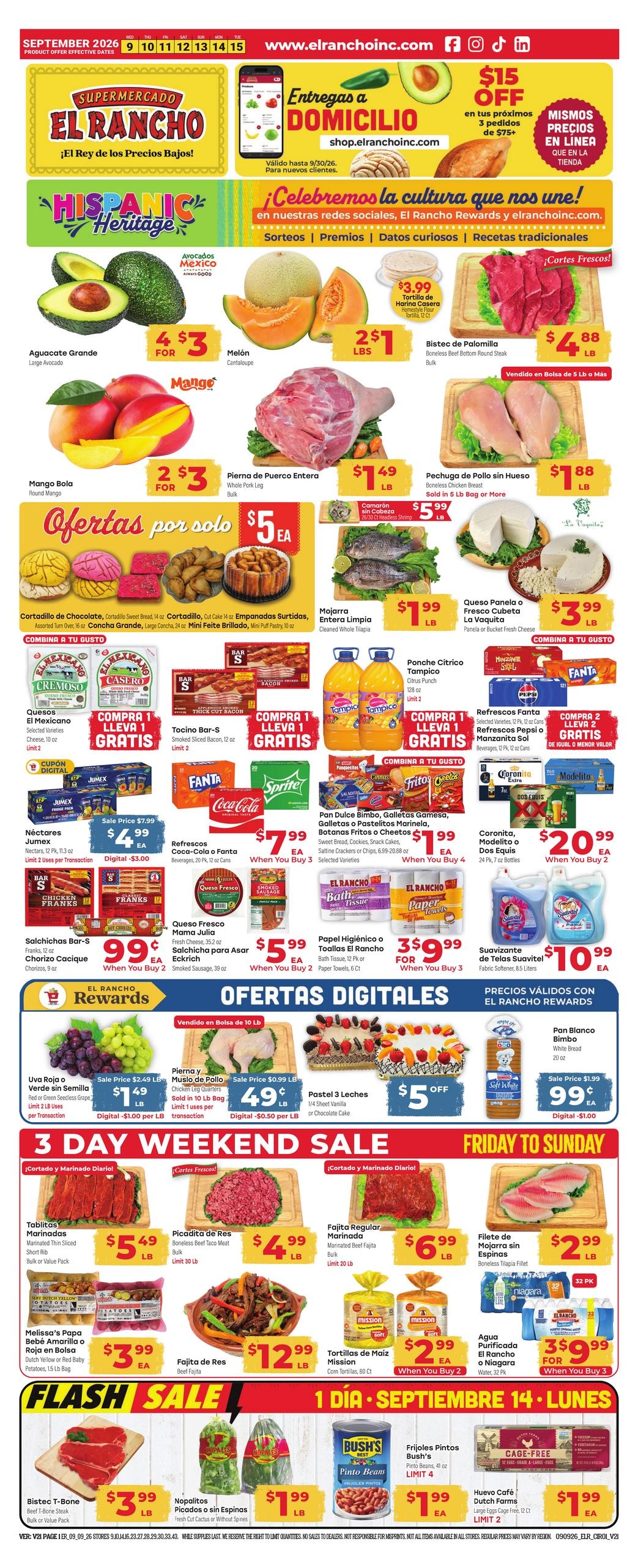El Rancho Supermercado weekly ad page 1