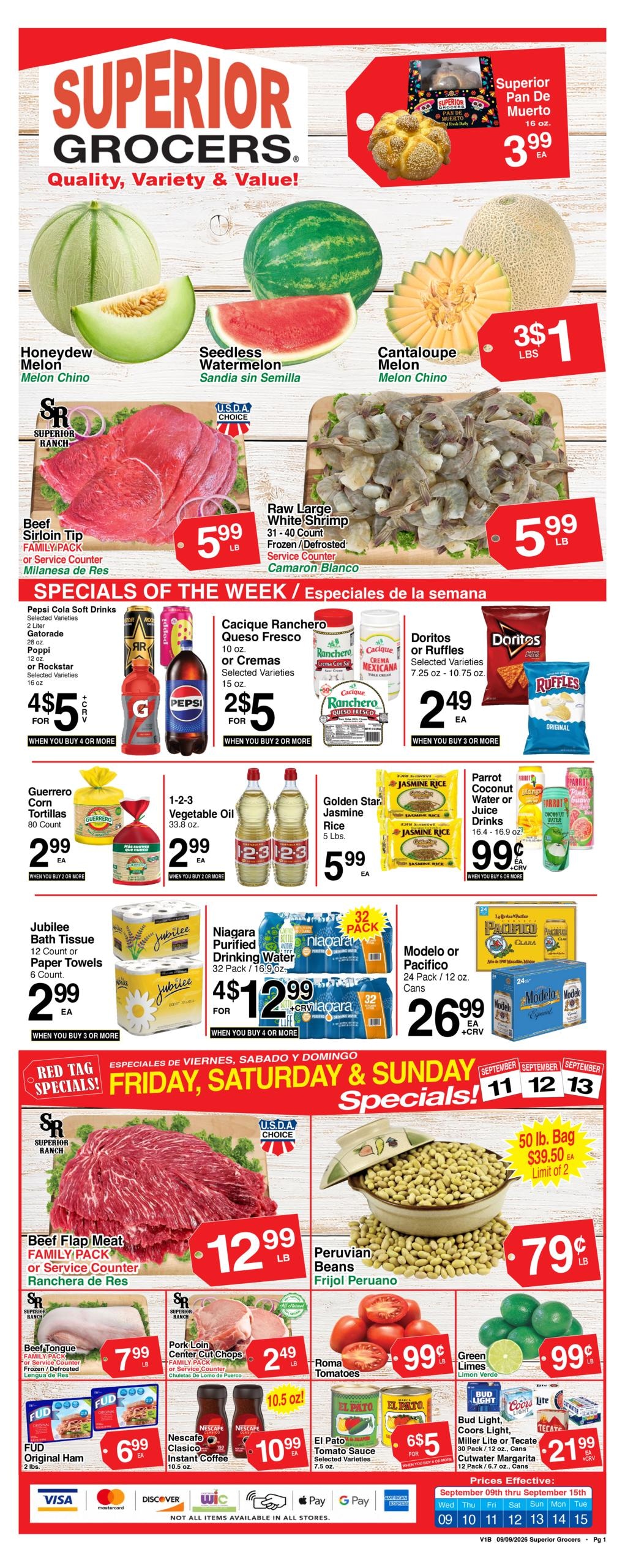 Superior Grocers weekly ad page 1