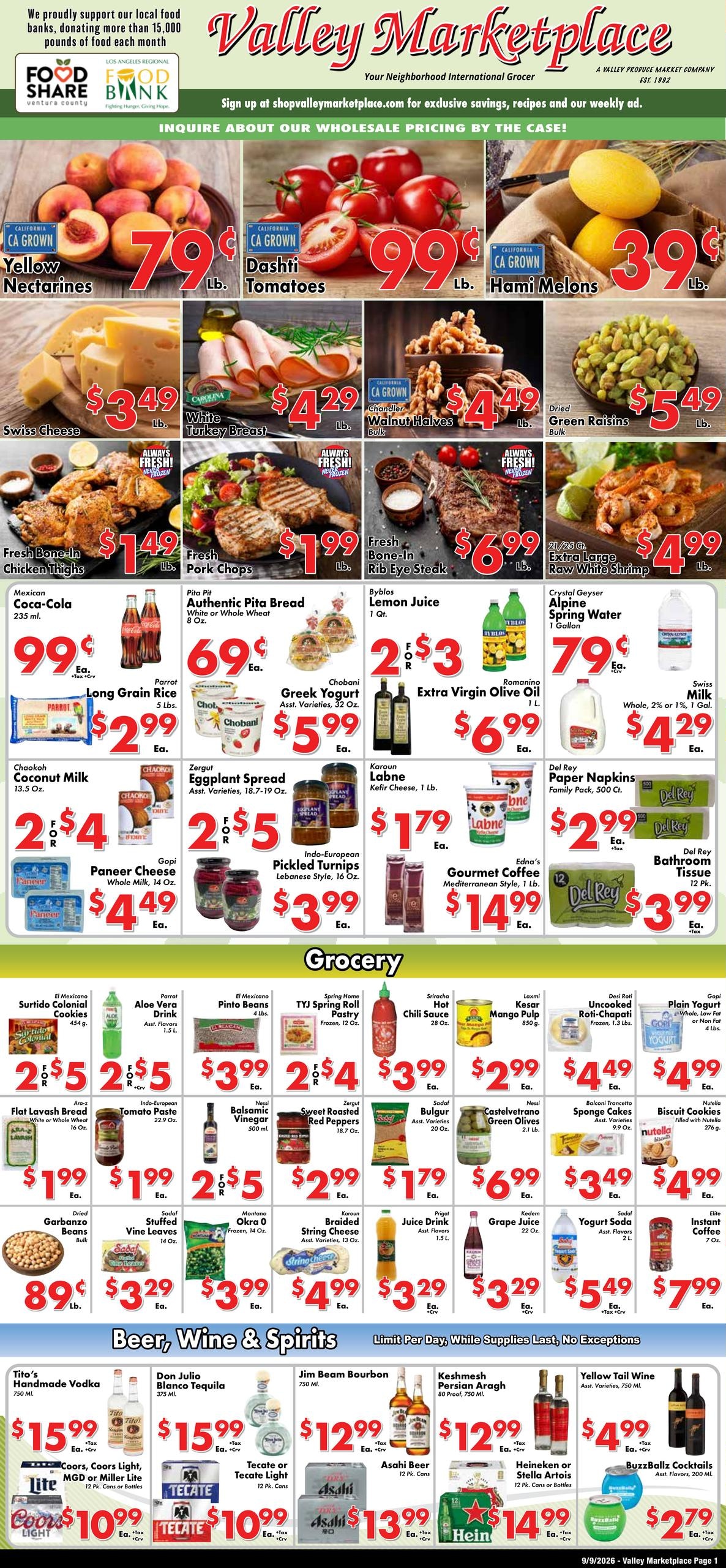 Valley Marketplace weekly ad page 1