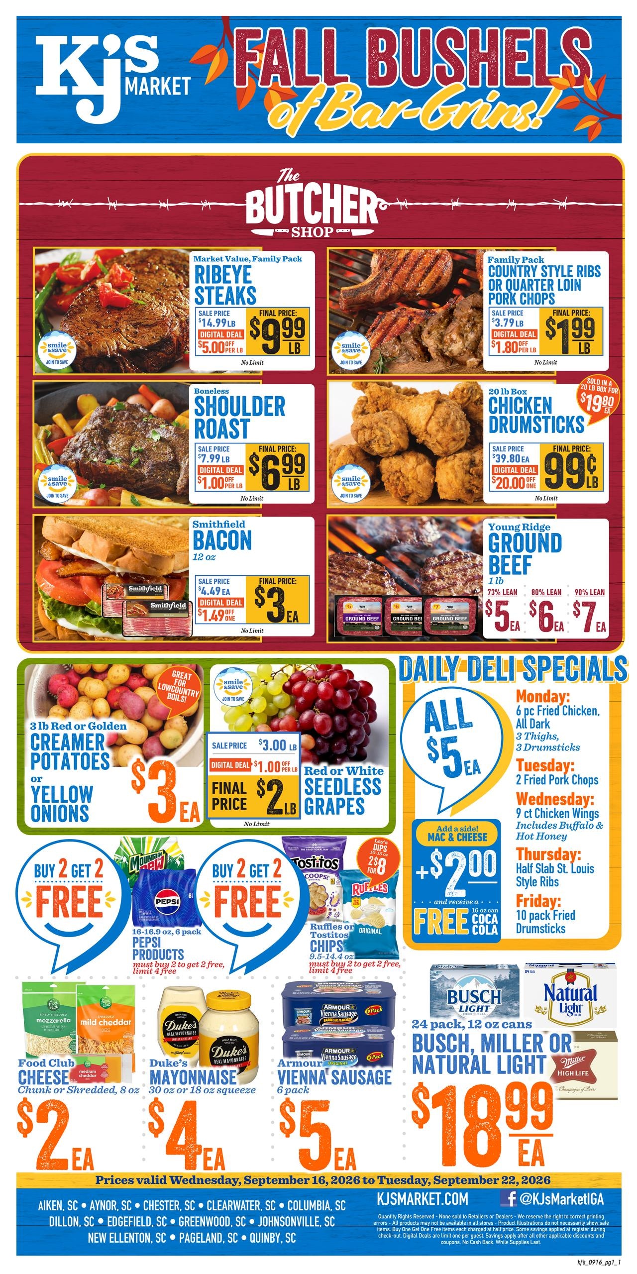 Kj’s Market weekly ad page 1