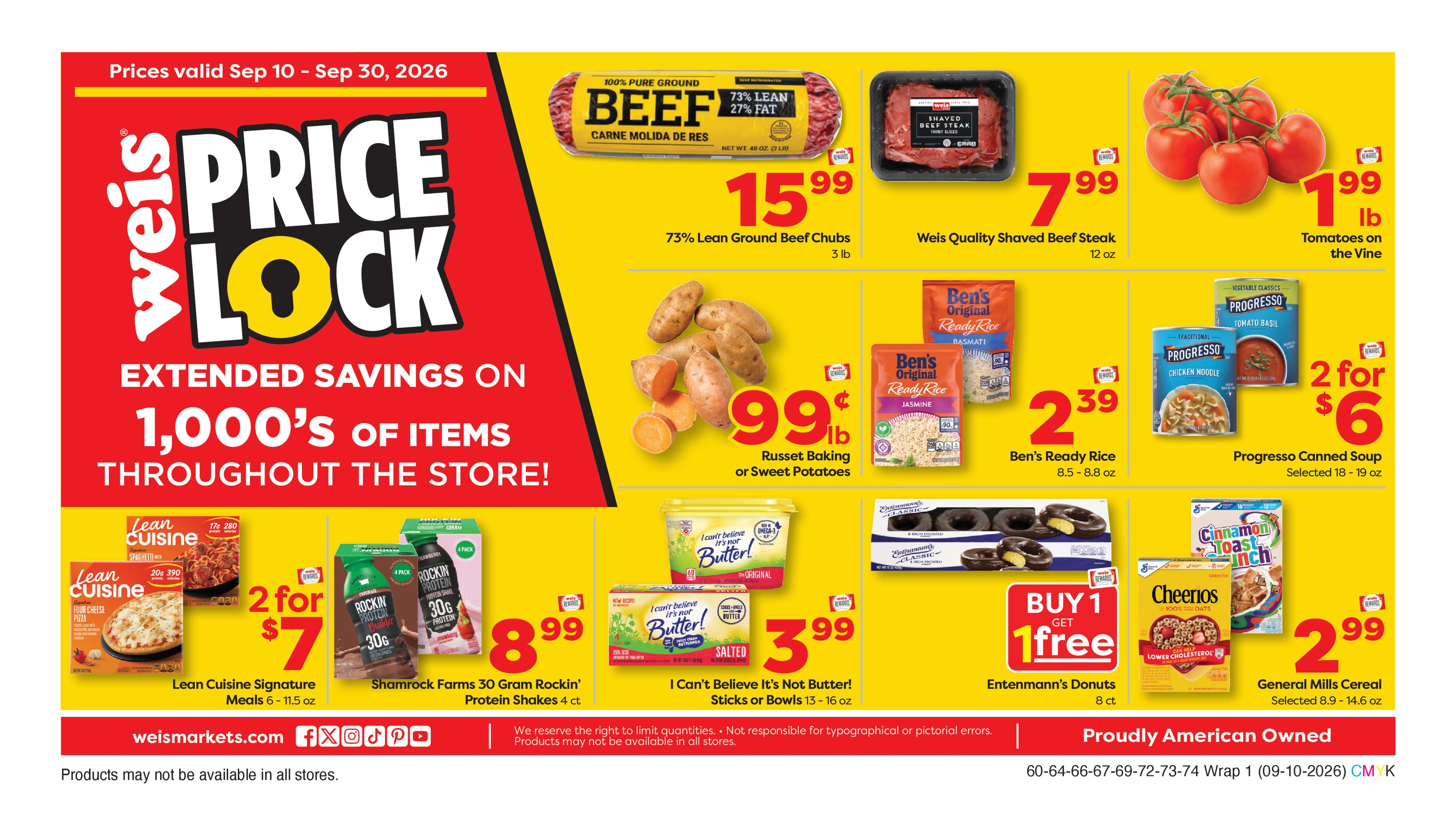 Weis Markets weekly ad page 1