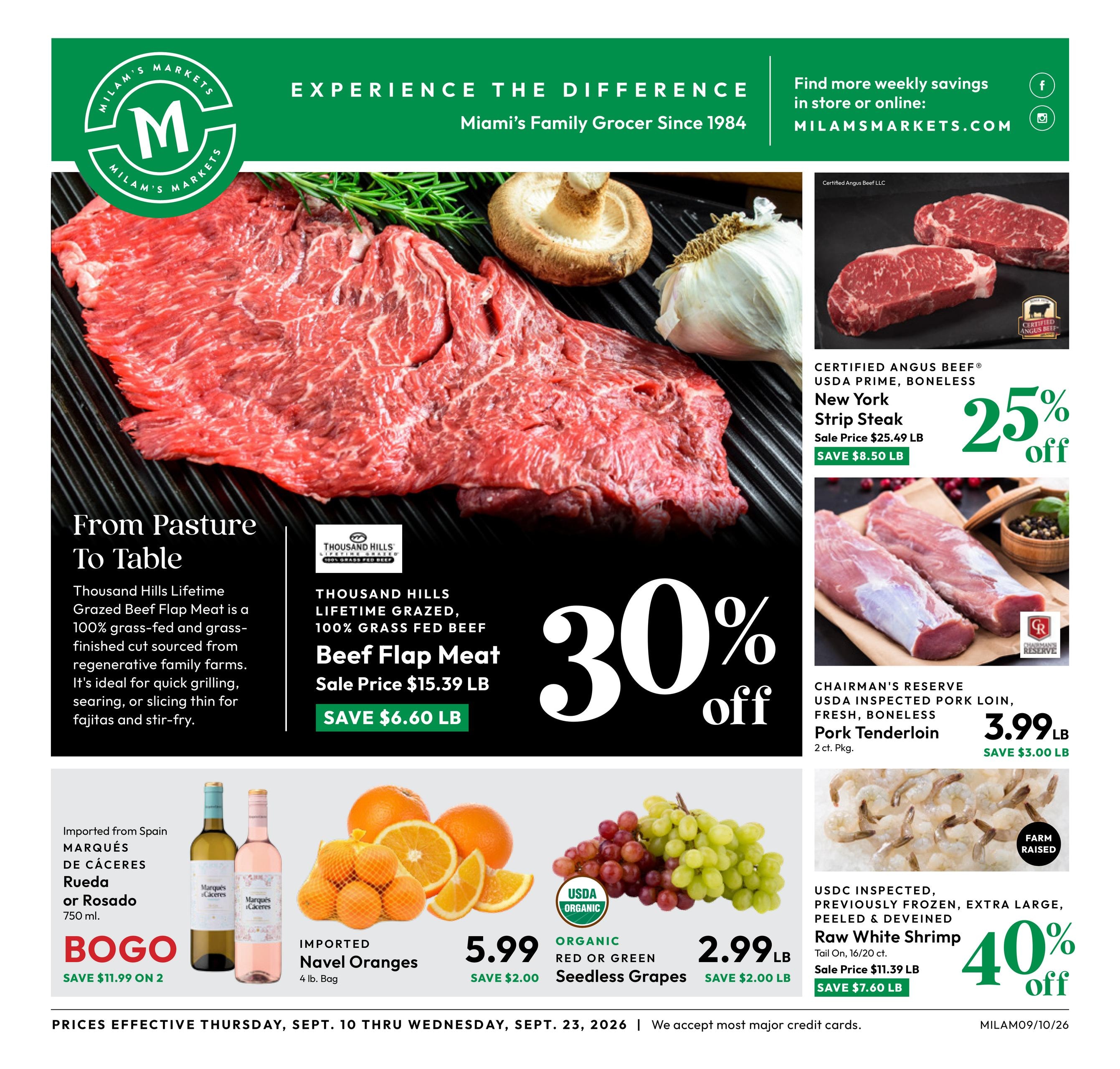 Milam's Markets weekly ad page 1