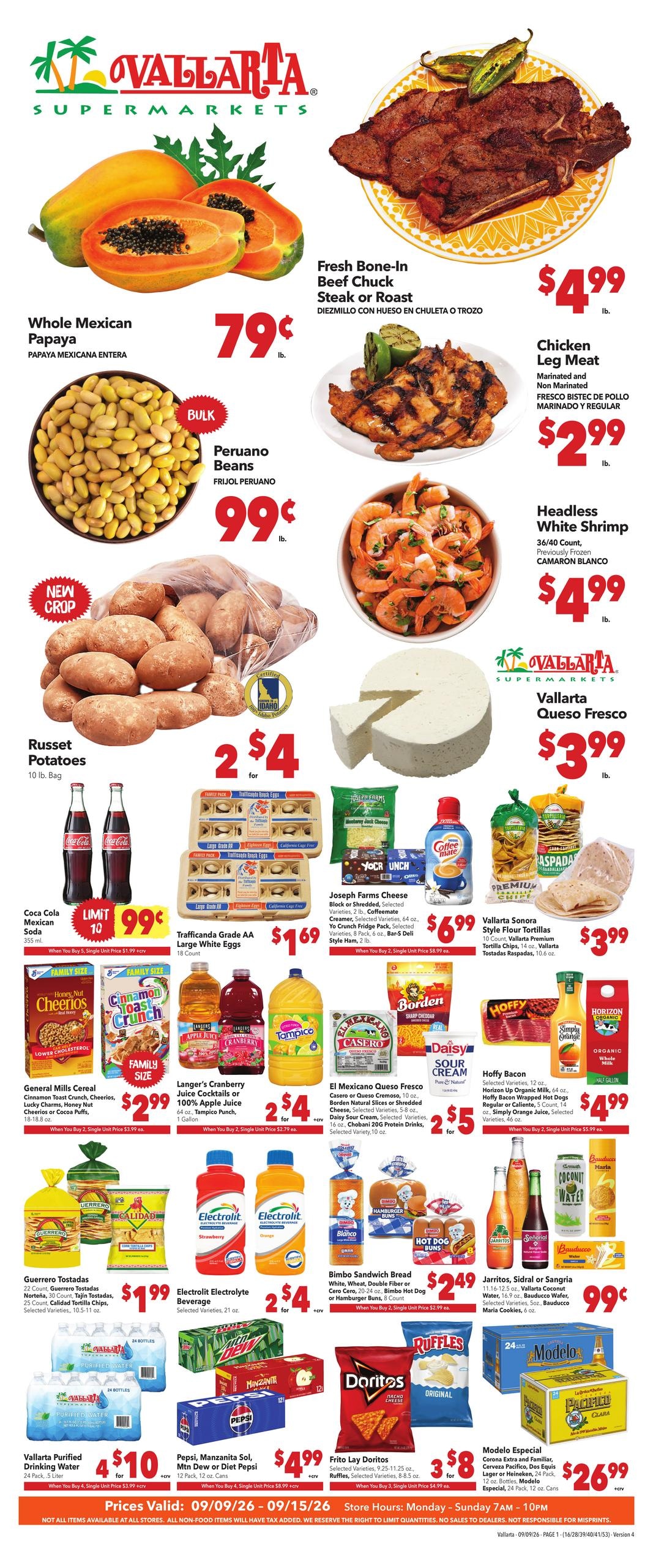 Vallarta Supermarkets weekly ad page 1