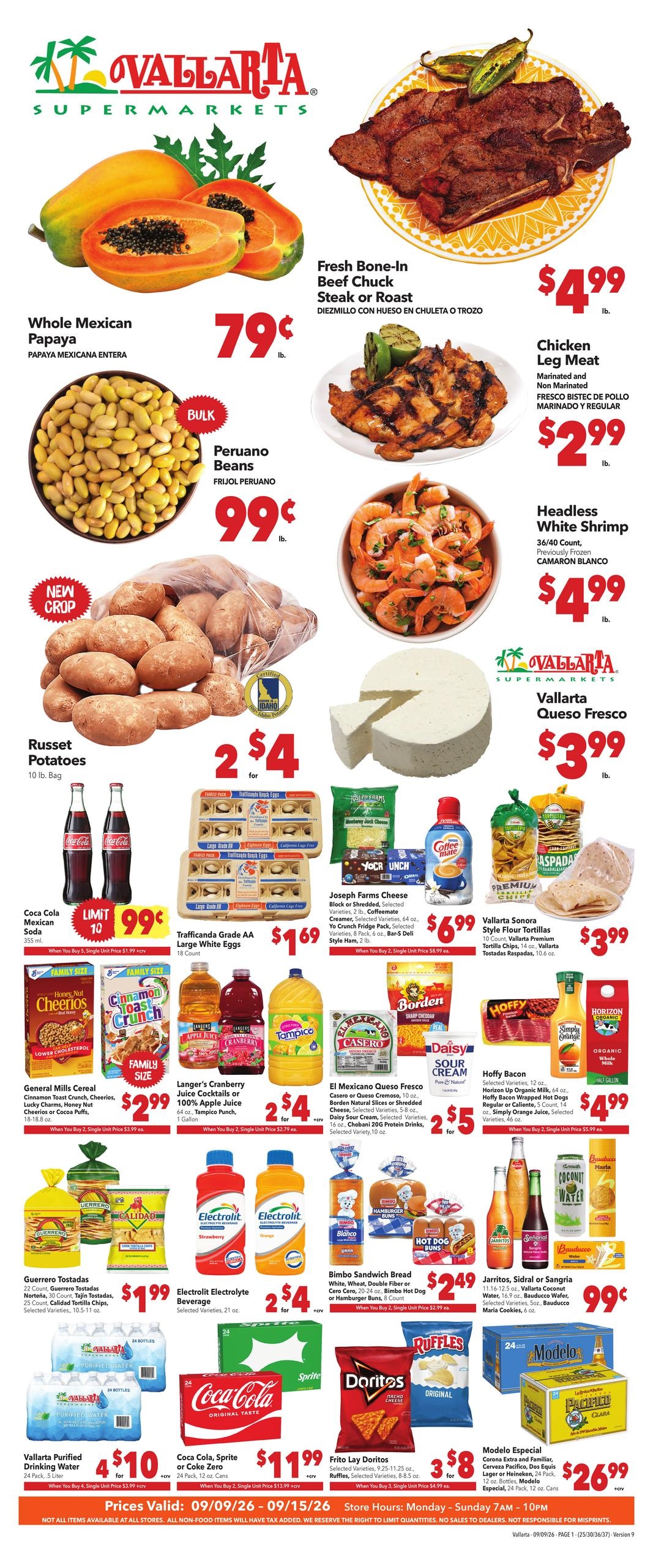 Vallarta Supermarkets weekly ad page 1