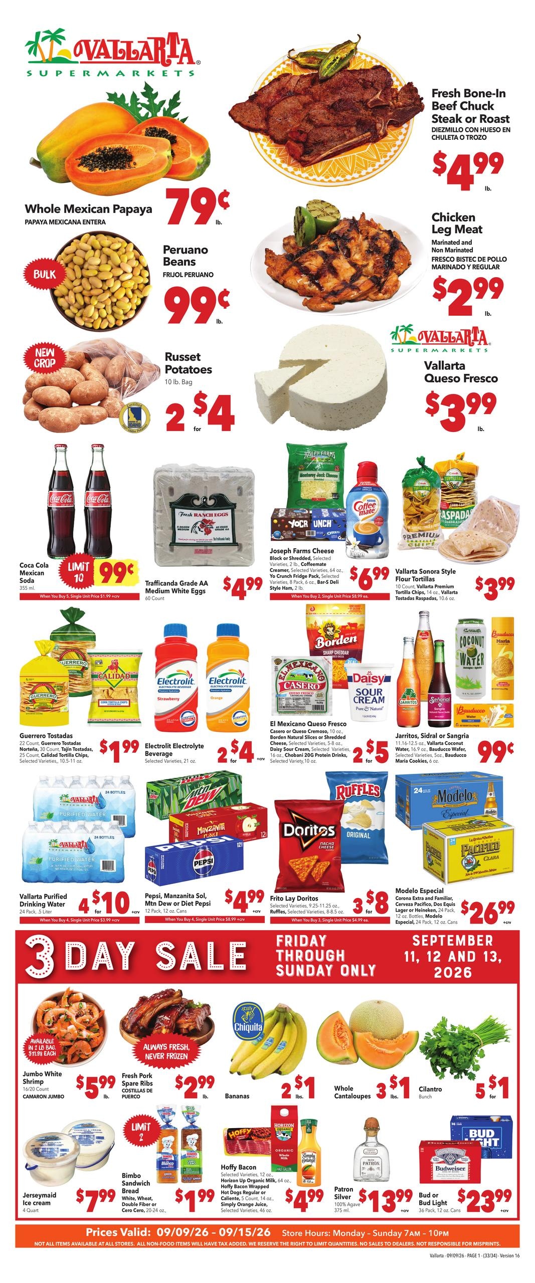 Vallarta Supermarkets weekly ad page 1