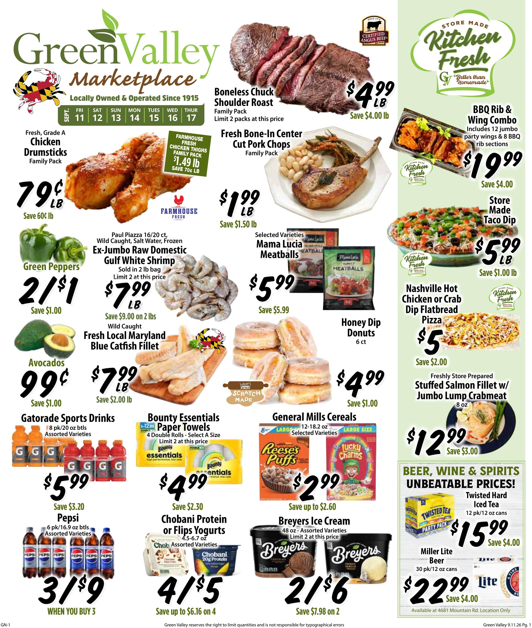 Green Valley Marketplace weekly ad page 1