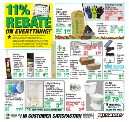 Menards 11% Rebate* Sale