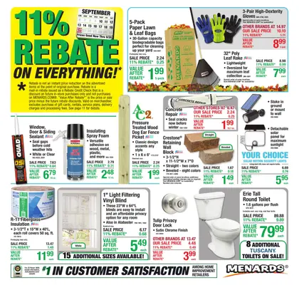 Menards 11% Rebate* Sale