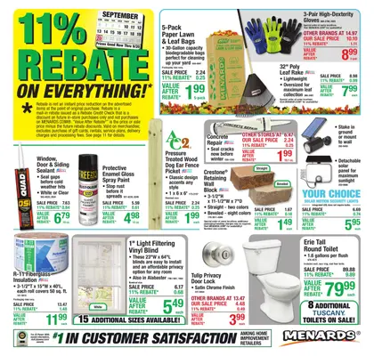 Menards 11% Rebate* Sale