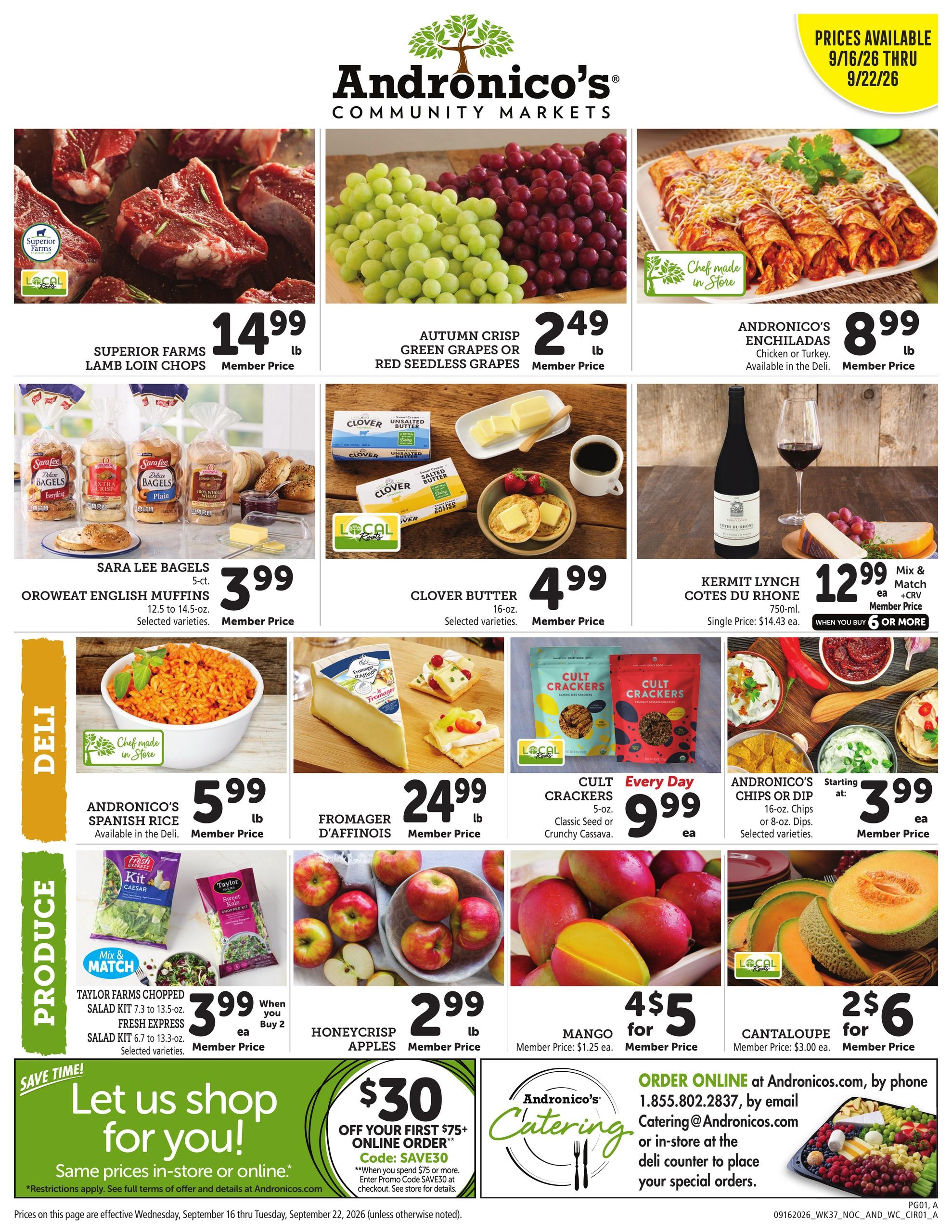 Andronico's Community Markets weekly ad page 1