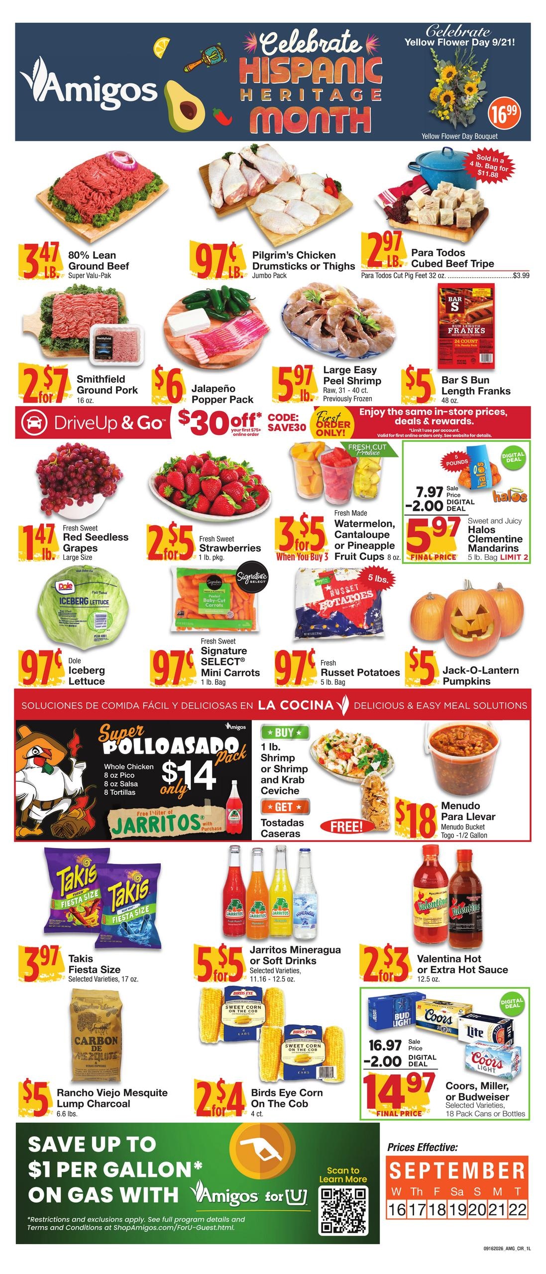 Amigos United weekly ad page 1