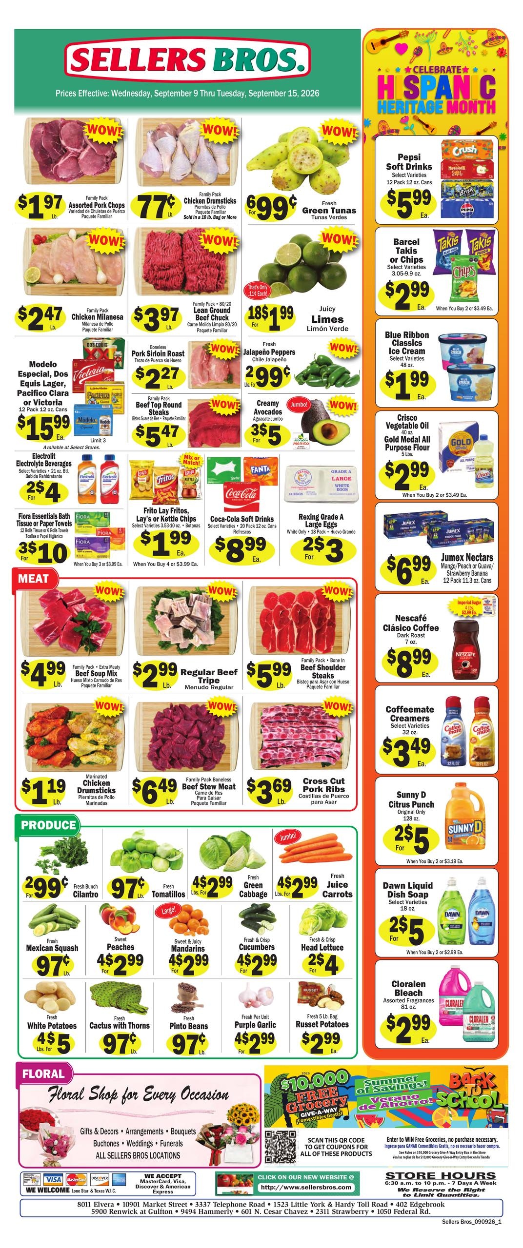 Sellers Bros. weekly ad page 1