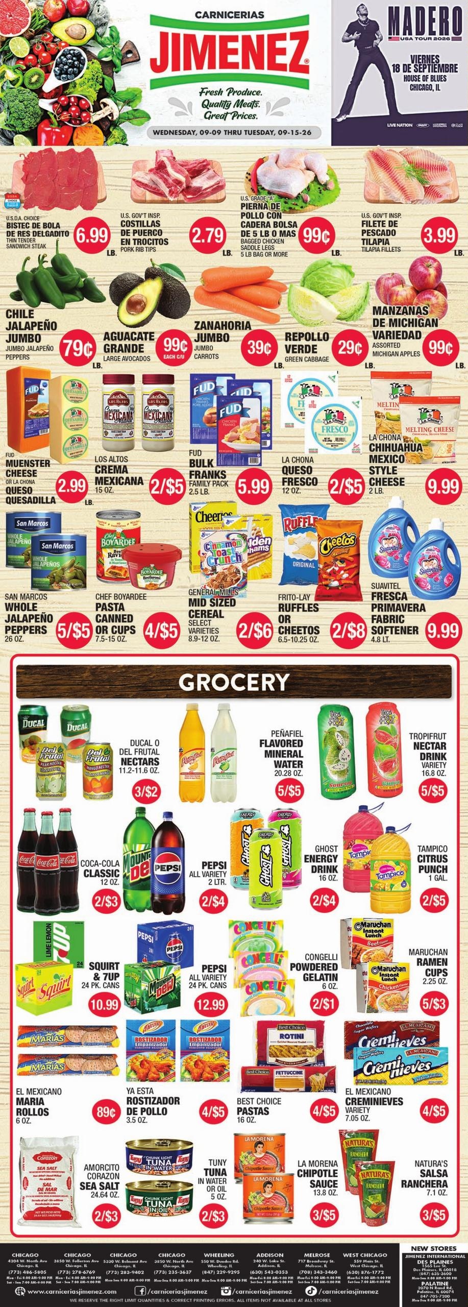 Carnicerias Jimenez weekly ad page 1