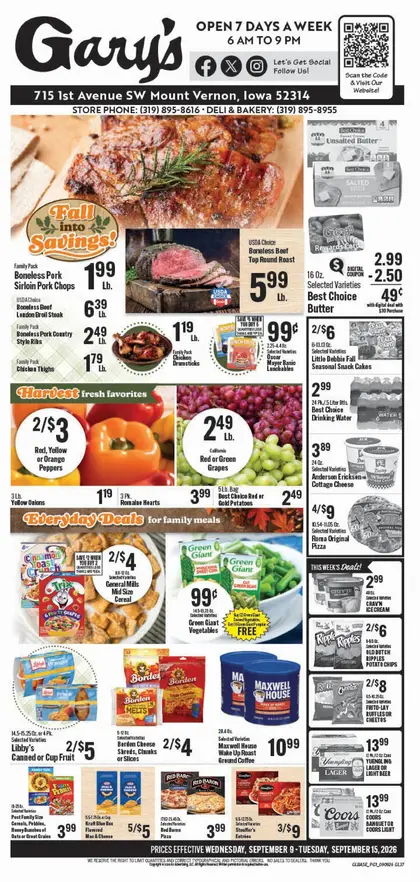 Gary's Foods Indexed Weekly