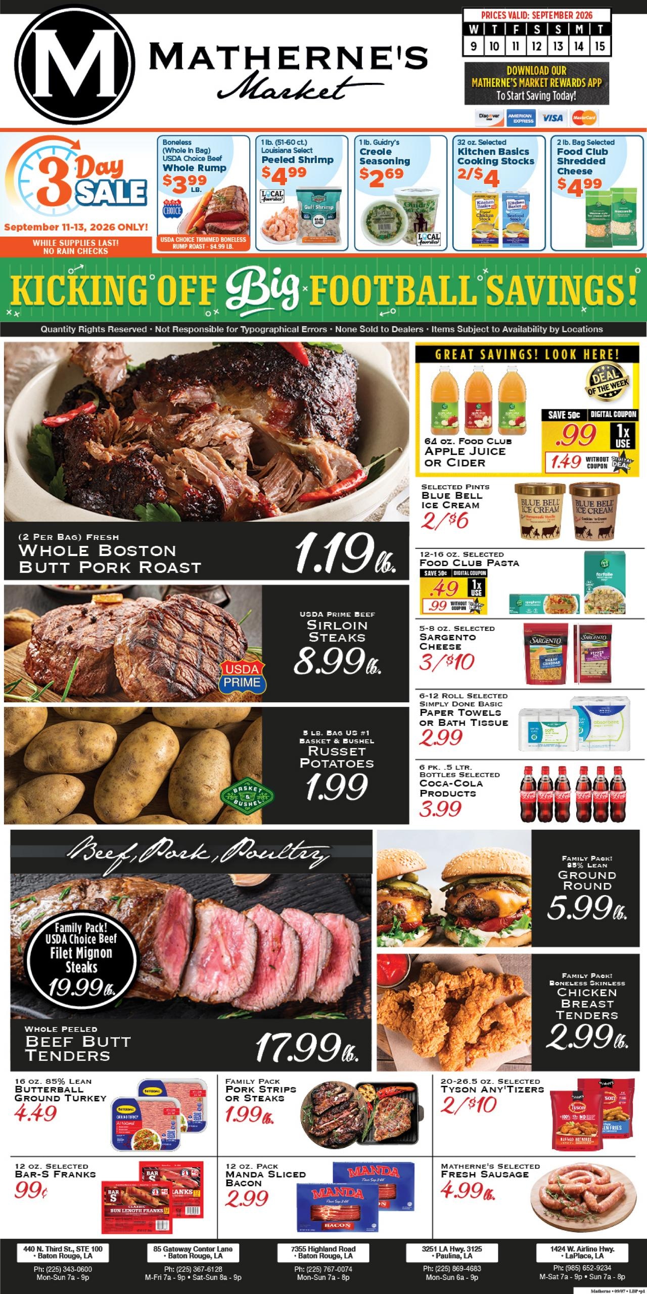 Matherne's Supermarket weekly ad page 1