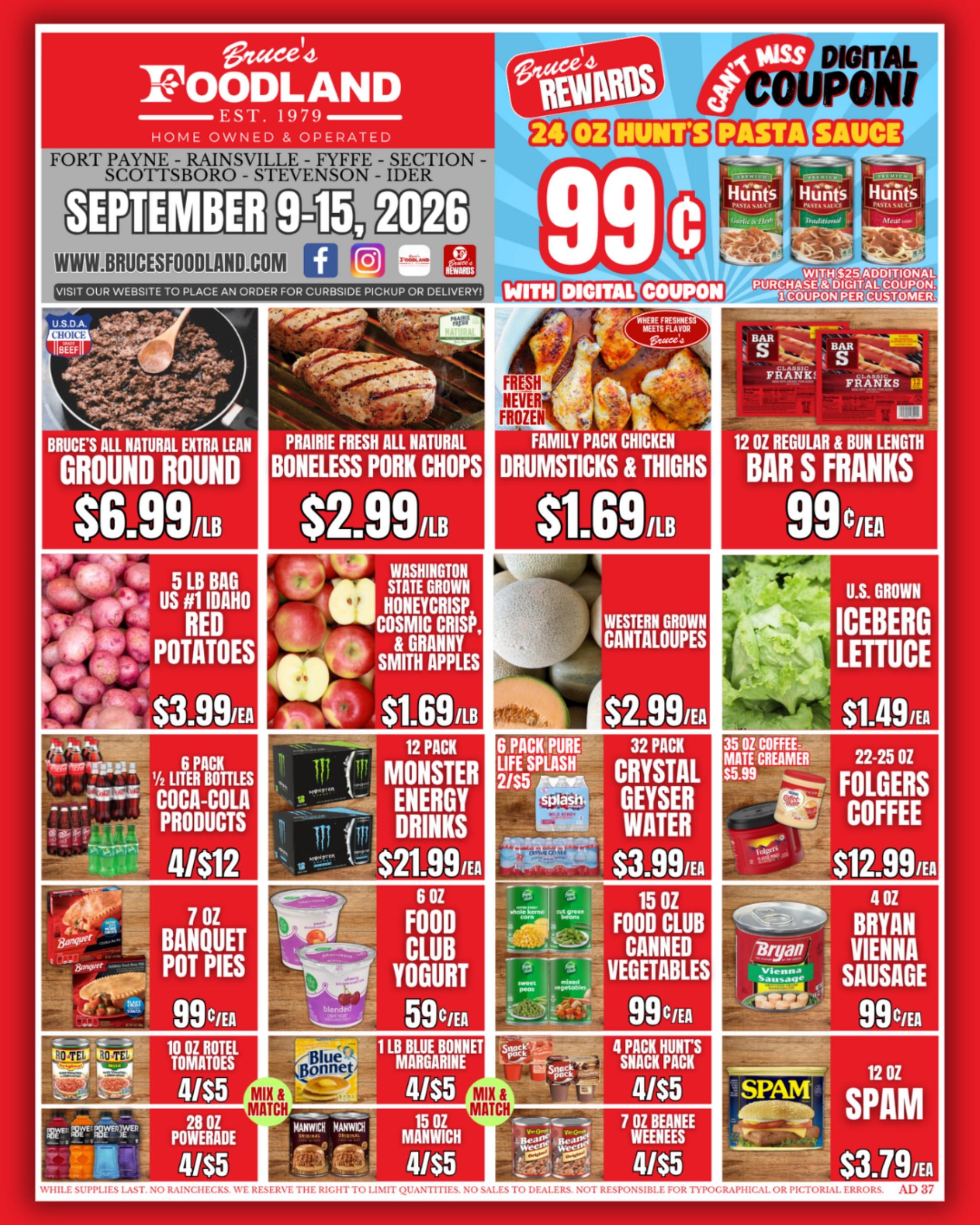Bruce's Foodland weekly ad page 1