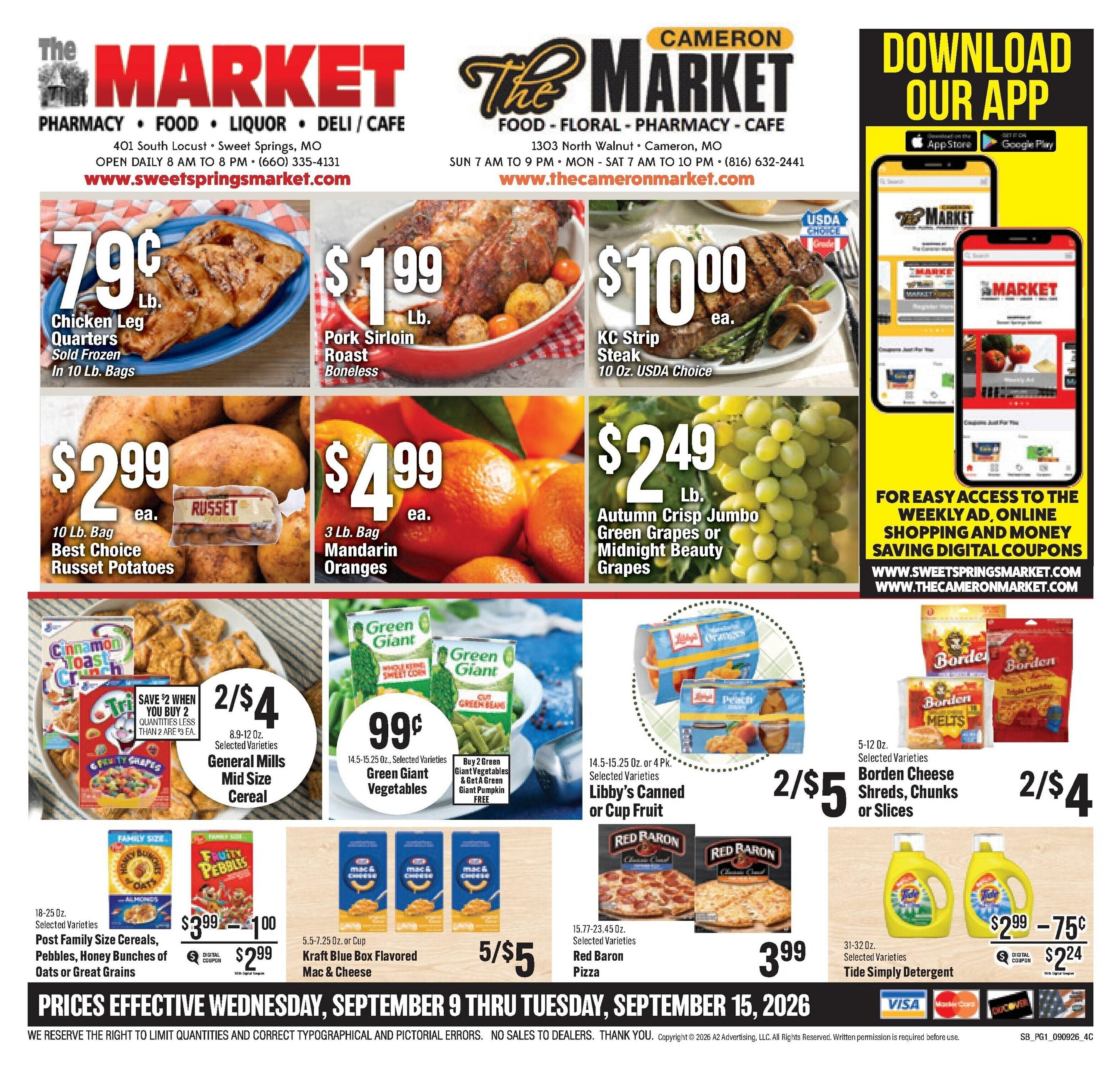 The Cameron Market weekly ad page 1