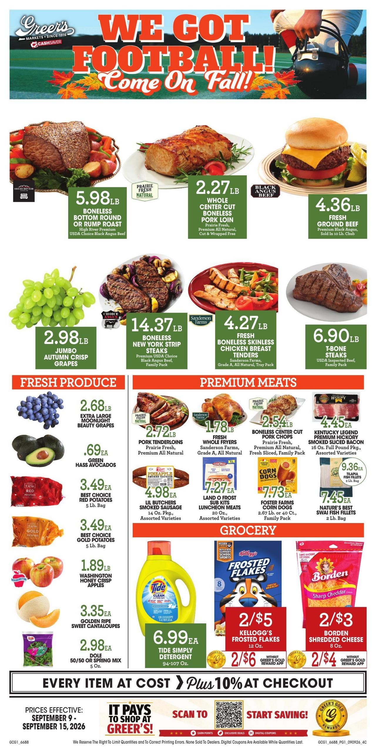 Greer's Cashsaver weekly ad page 1