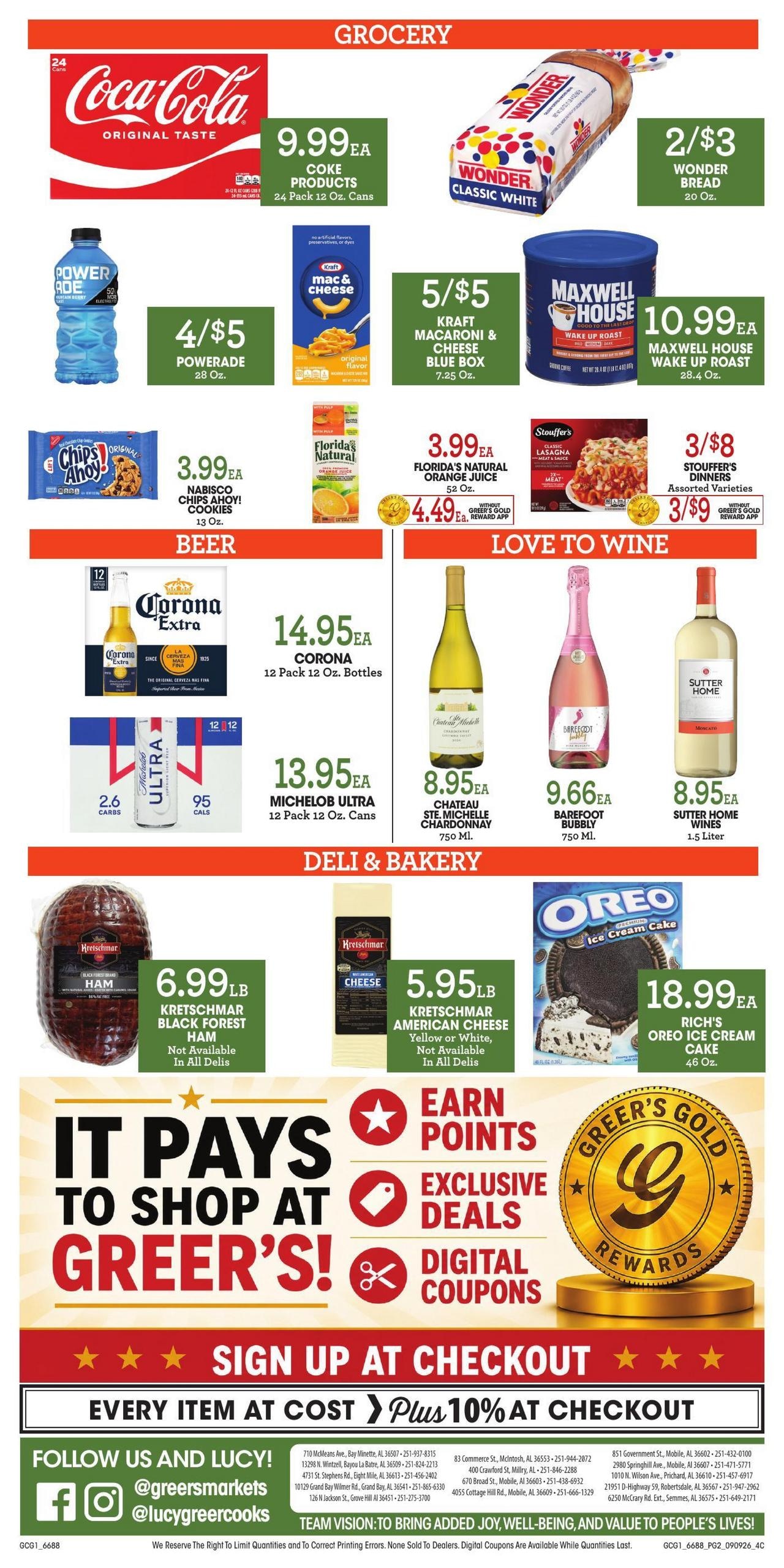 Greer's Cashsaver weekly ad page 2