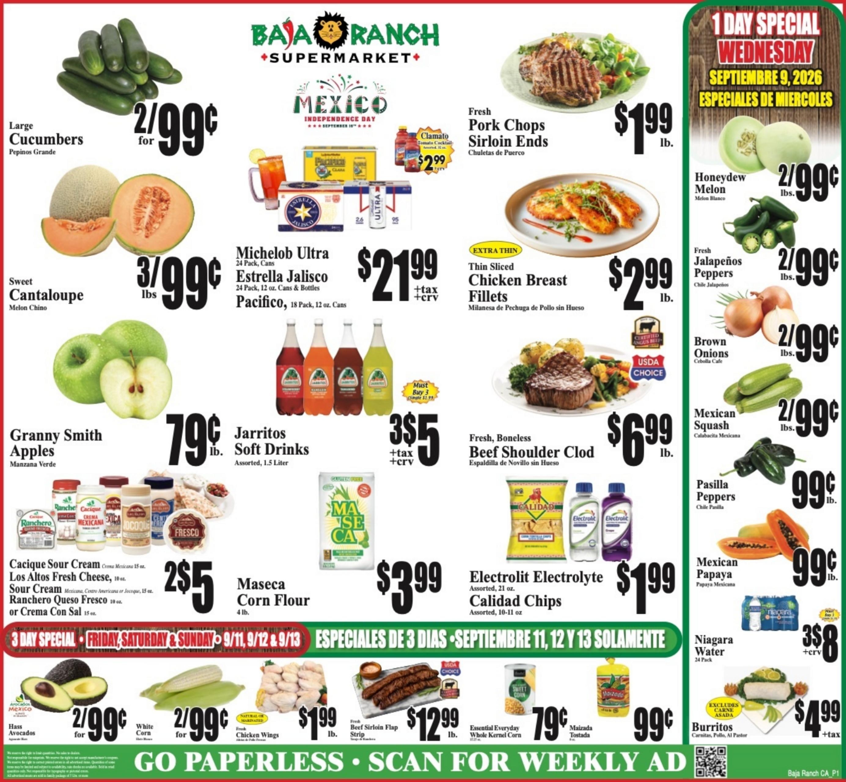 Baja Ranch Supermarket weekly ad page 1