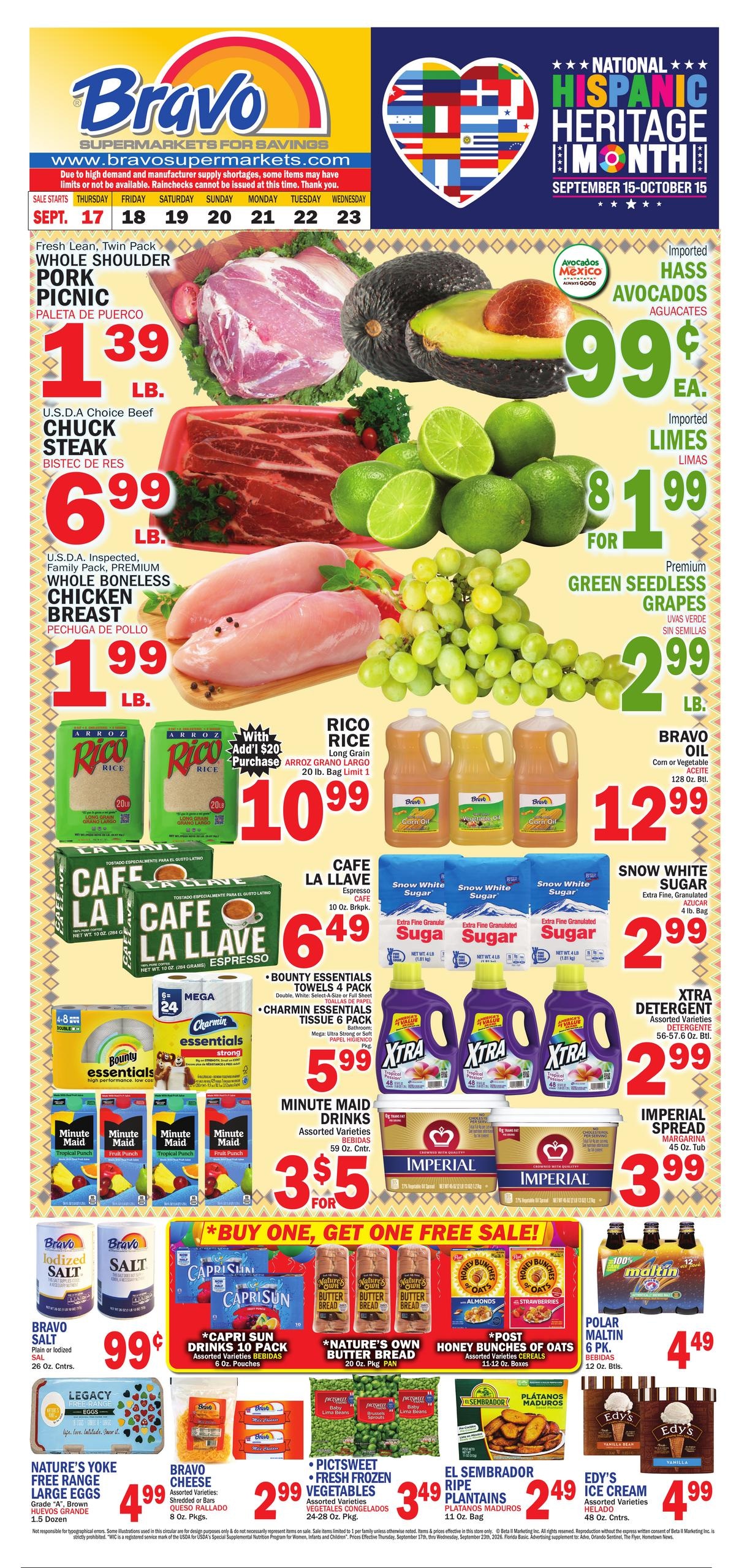 Bravo Supermarket weekly ad page 1