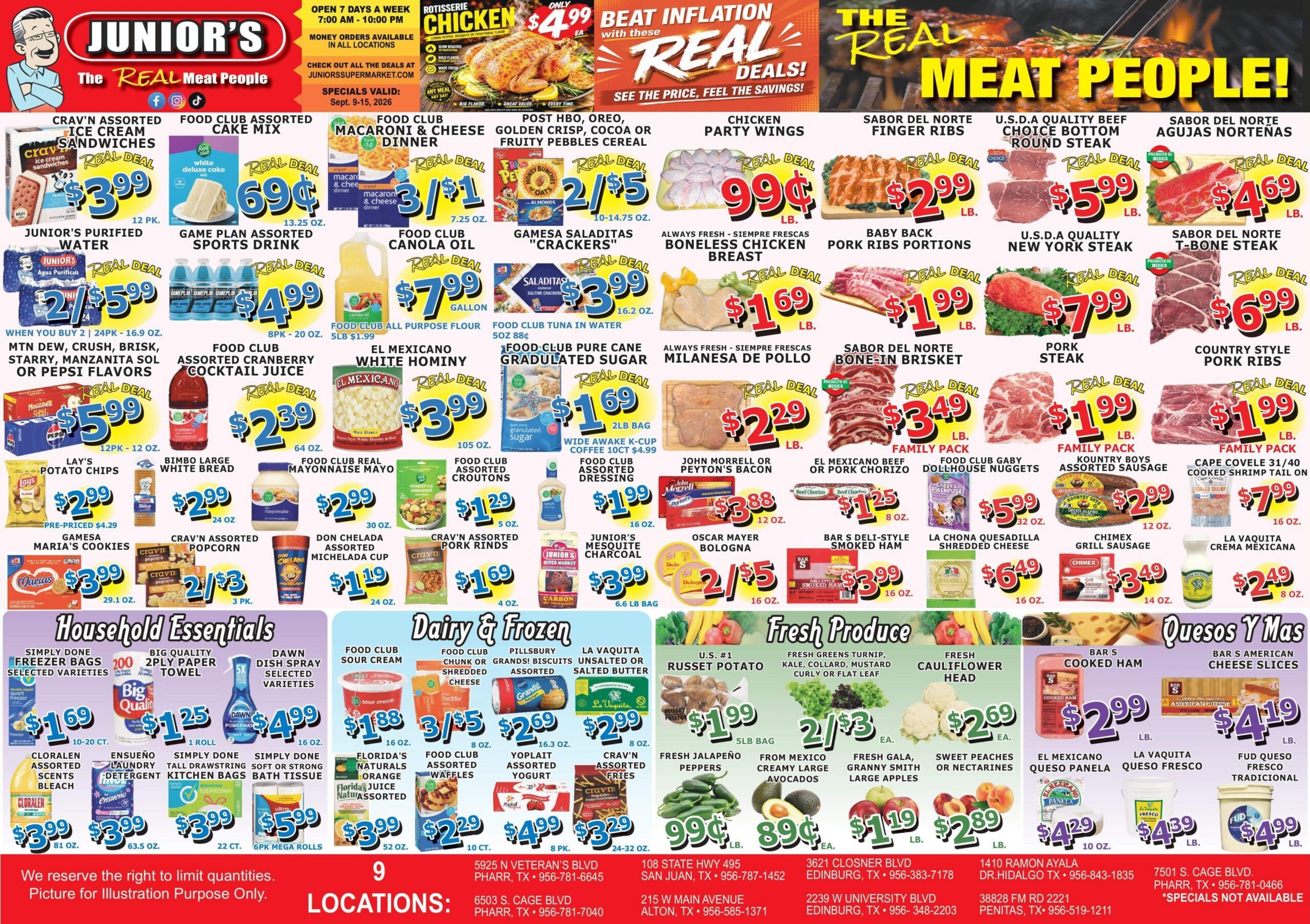 Junior's Supermarket weekly ad page 1