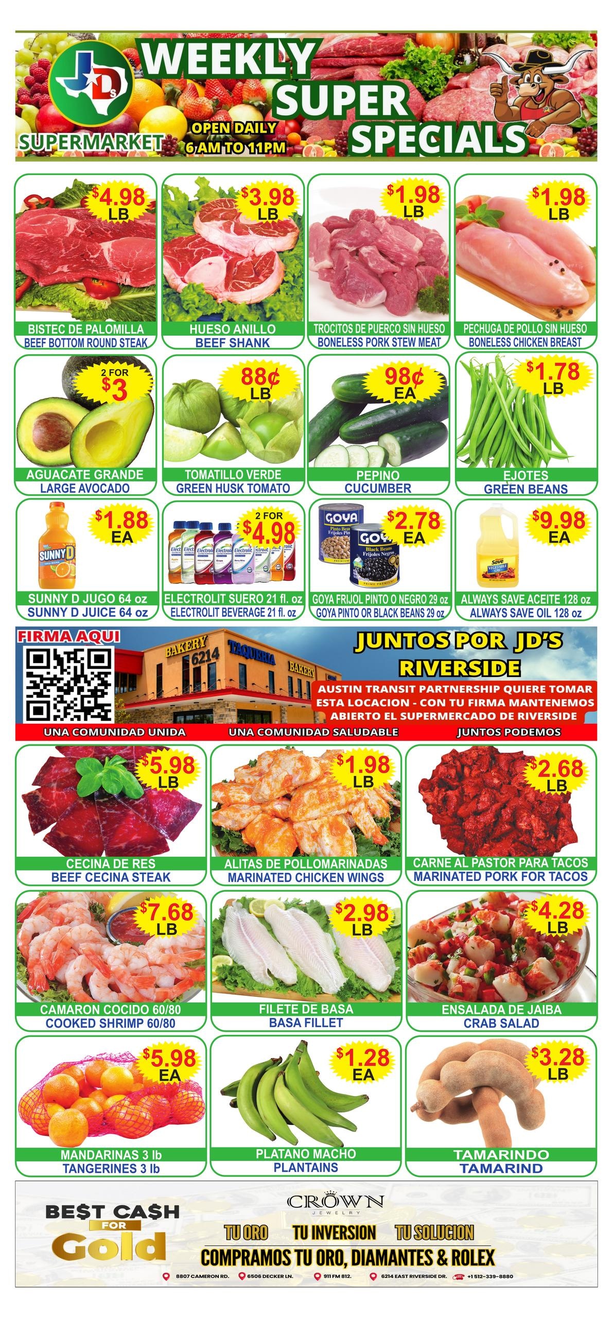 JD's Supermarket weekly ad page 1