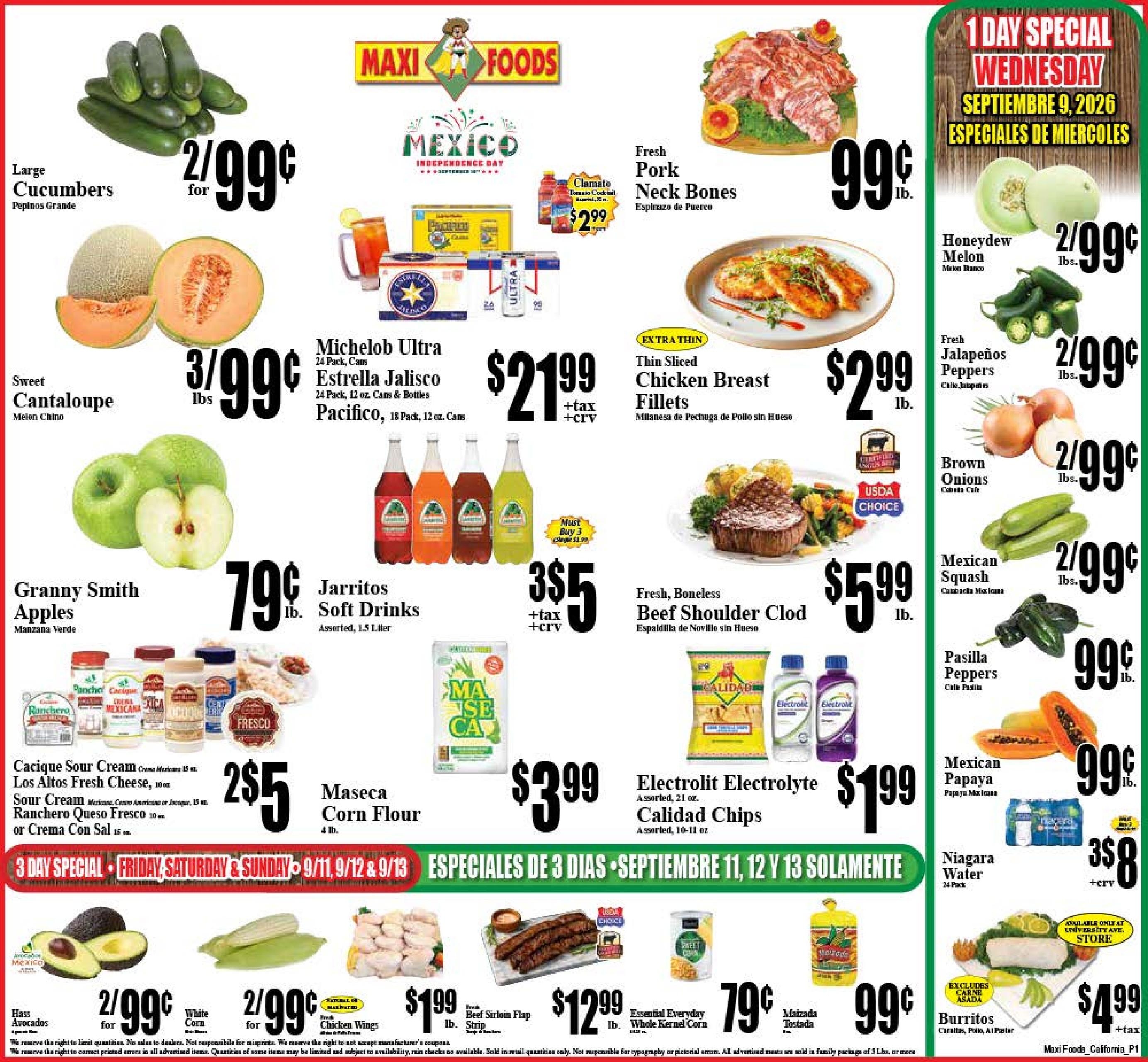 Maxi Foods Markets weekly ad page 1