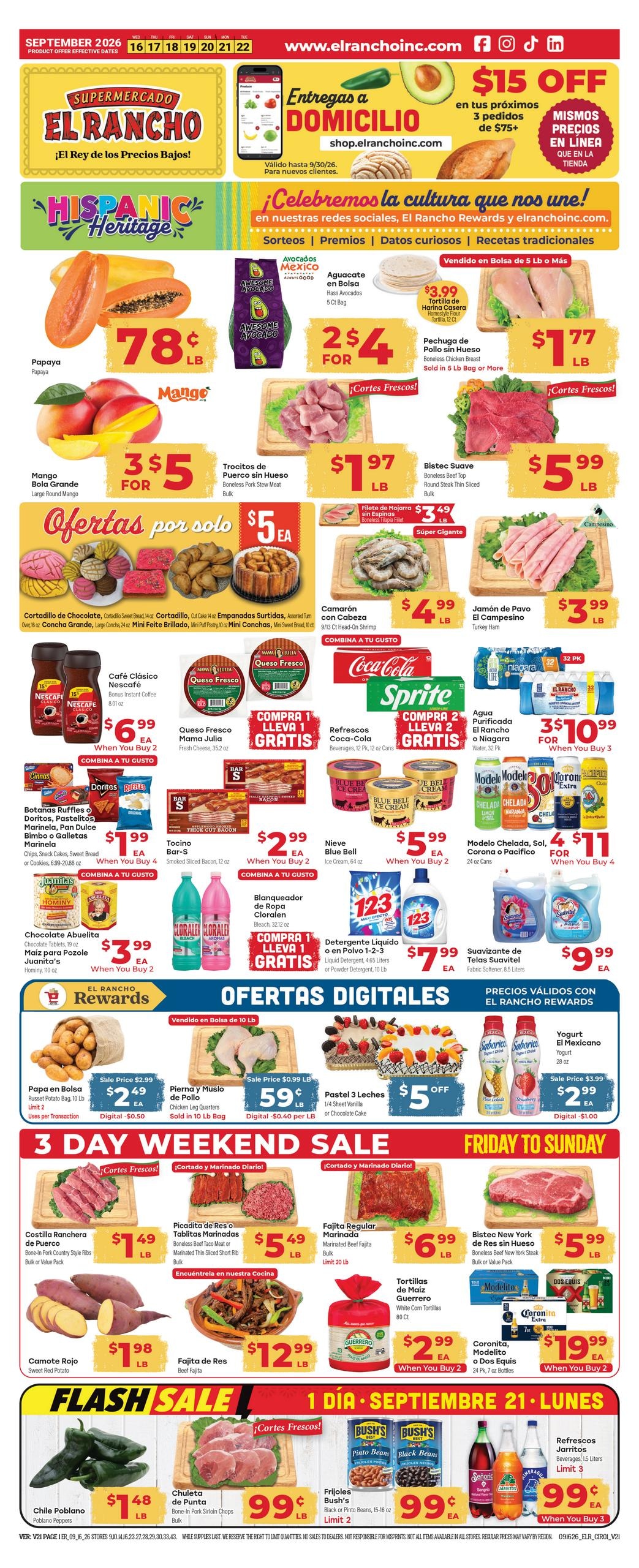El Rancho Supermercado weekly ad page 1