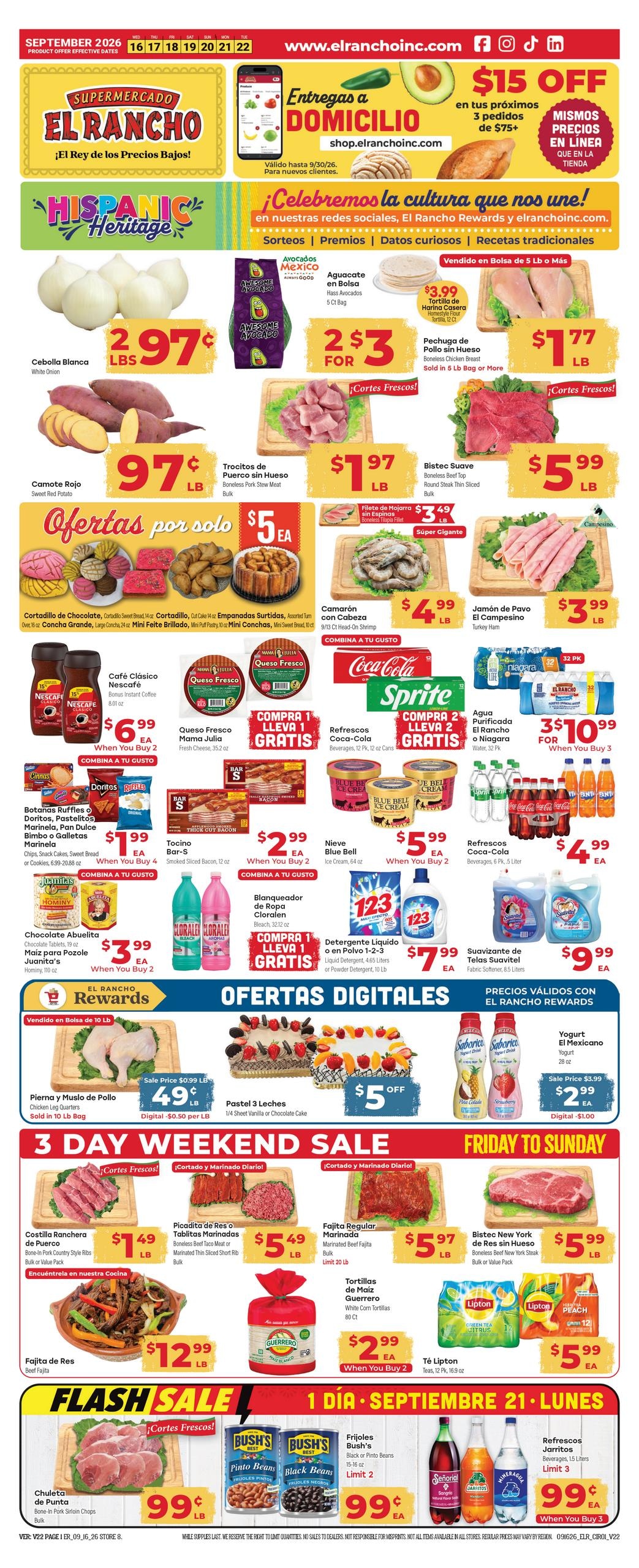 El Rancho Supermercado weekly ad page 1