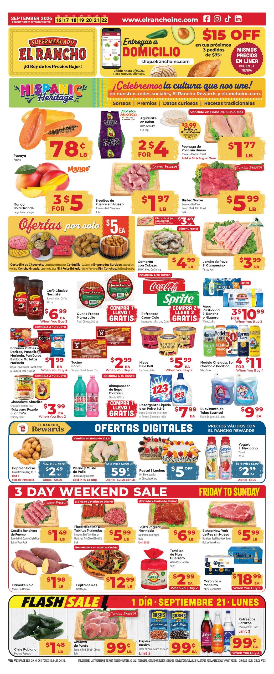 El Rancho Supermercado weekly ad page 1