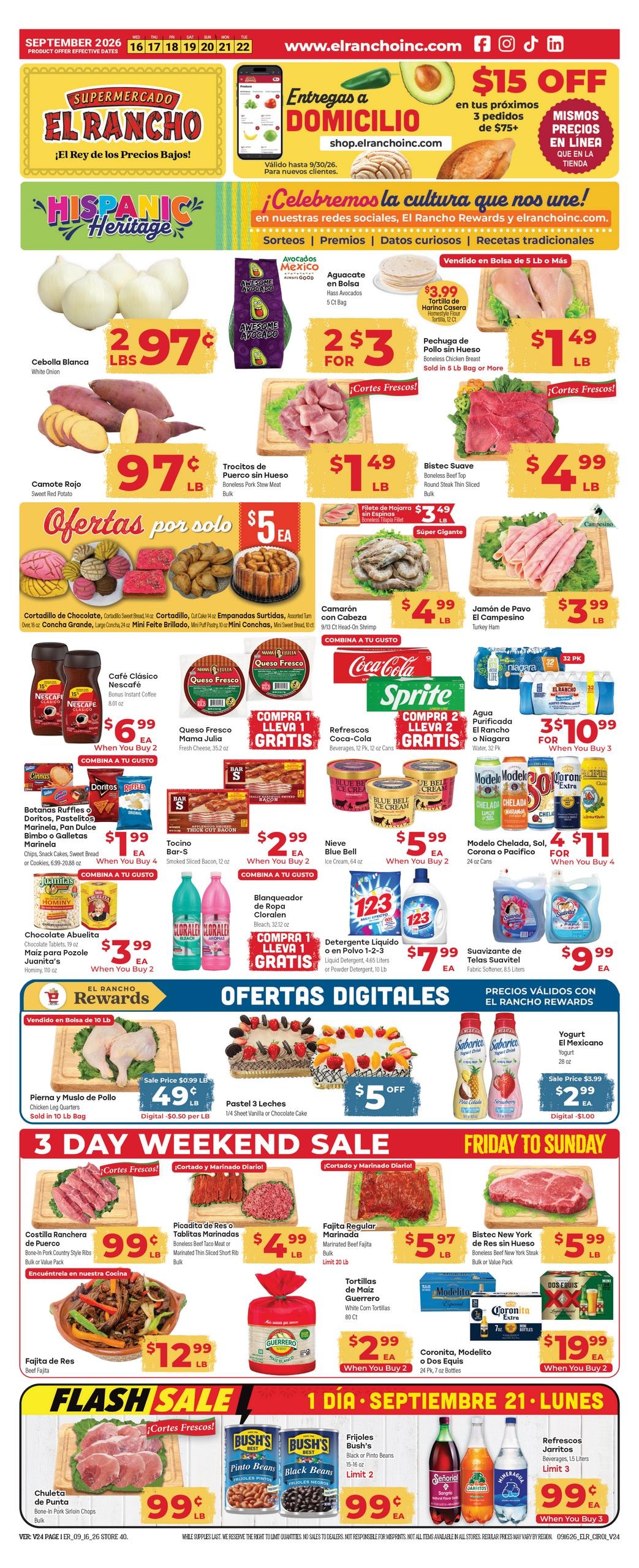 El Rancho Supermercado weekly ad page 1