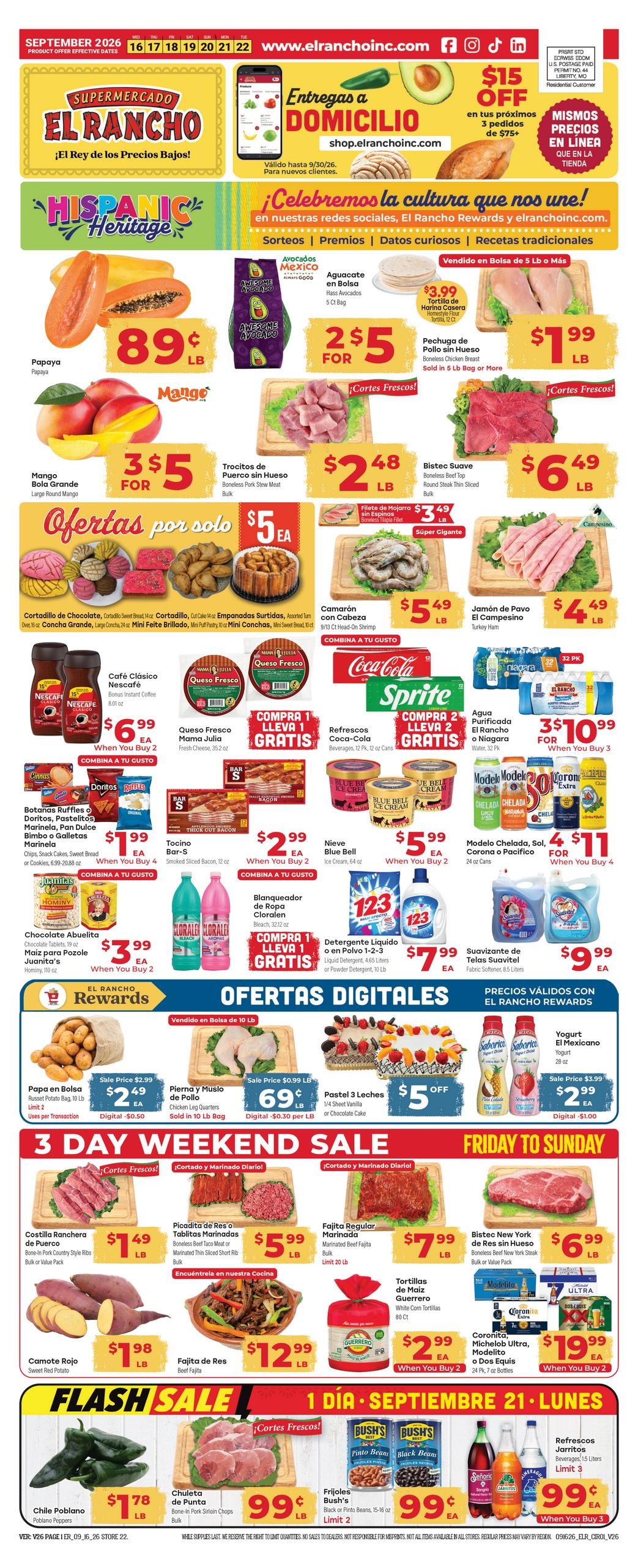 El Rancho Supermercado weekly ad page 1