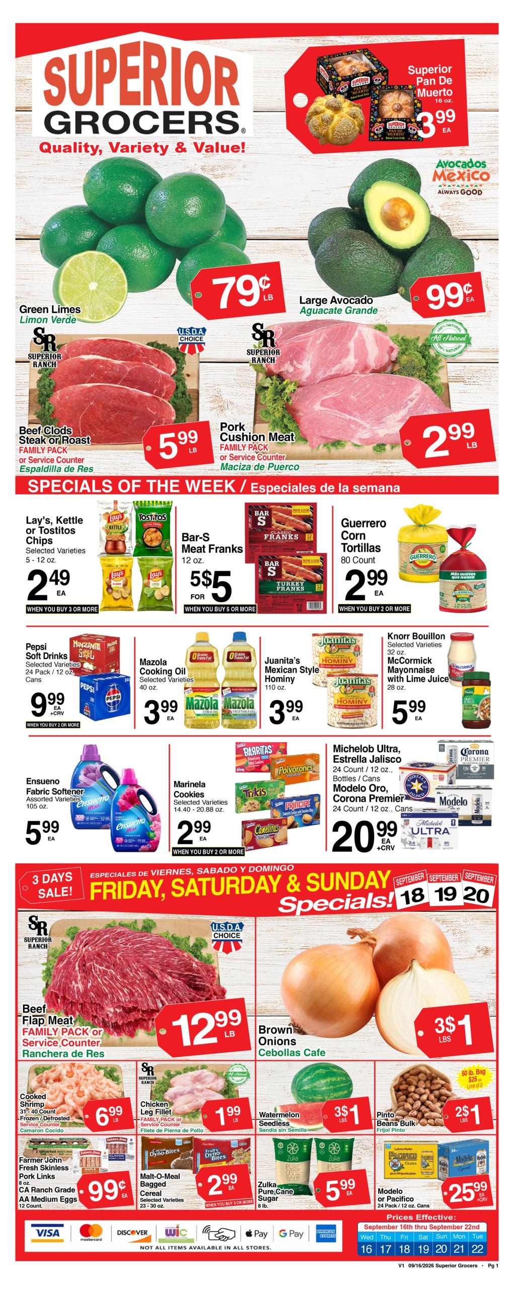 Superior Grocers weekly ad page 1