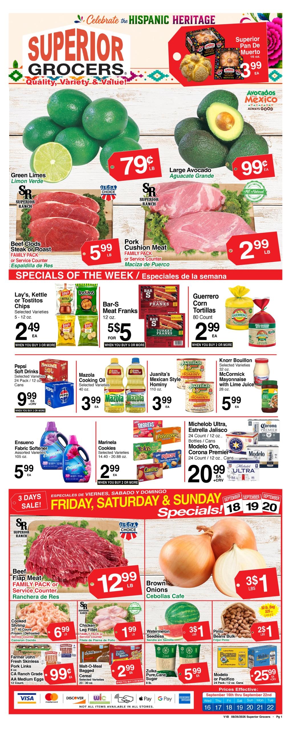 Superior Grocers weekly ad page 1