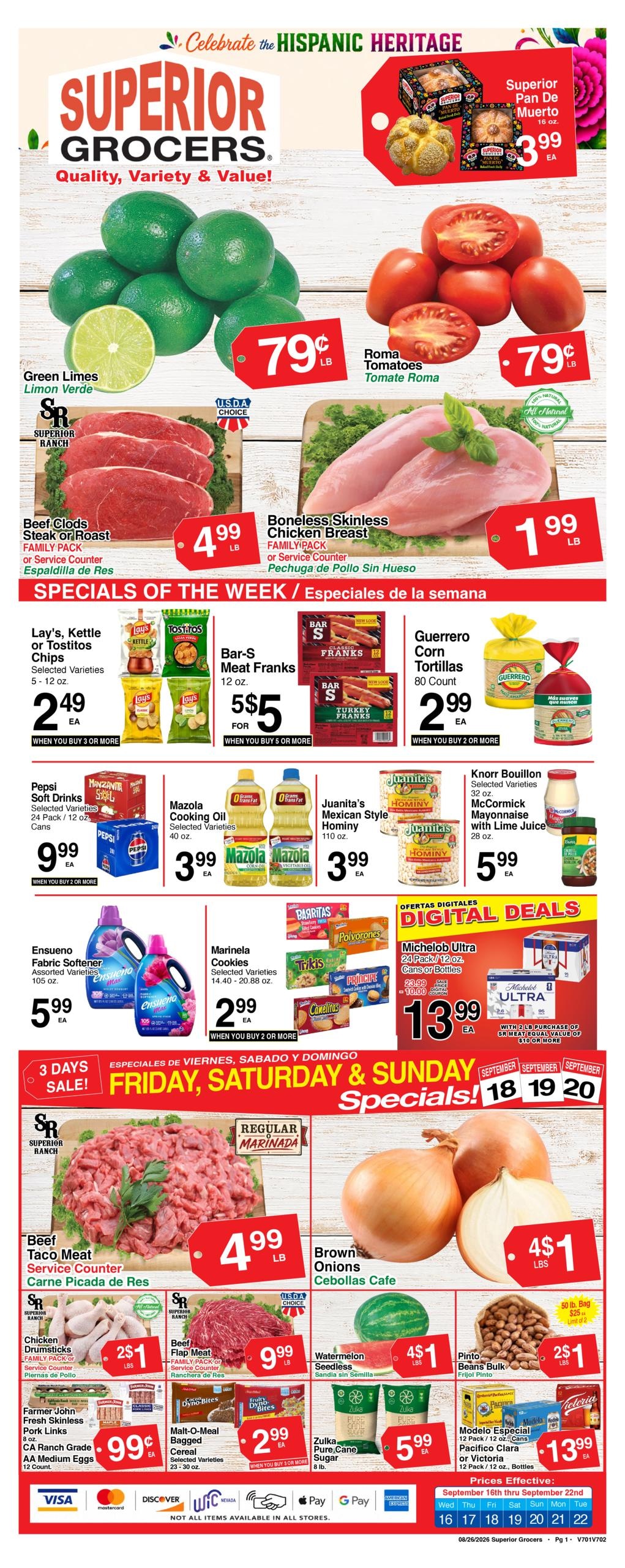 Superior Grocers weekly ad page 1