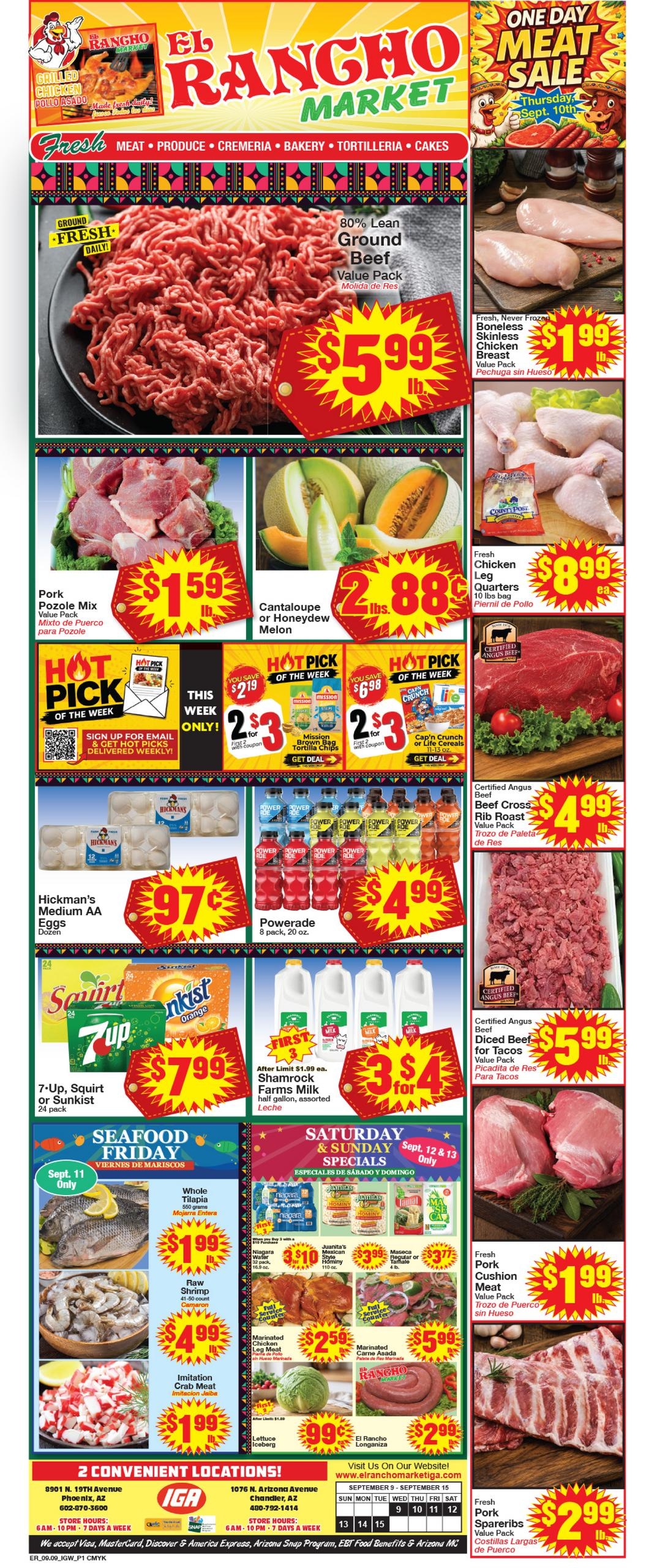 El Rancho Market weekly ad page 1