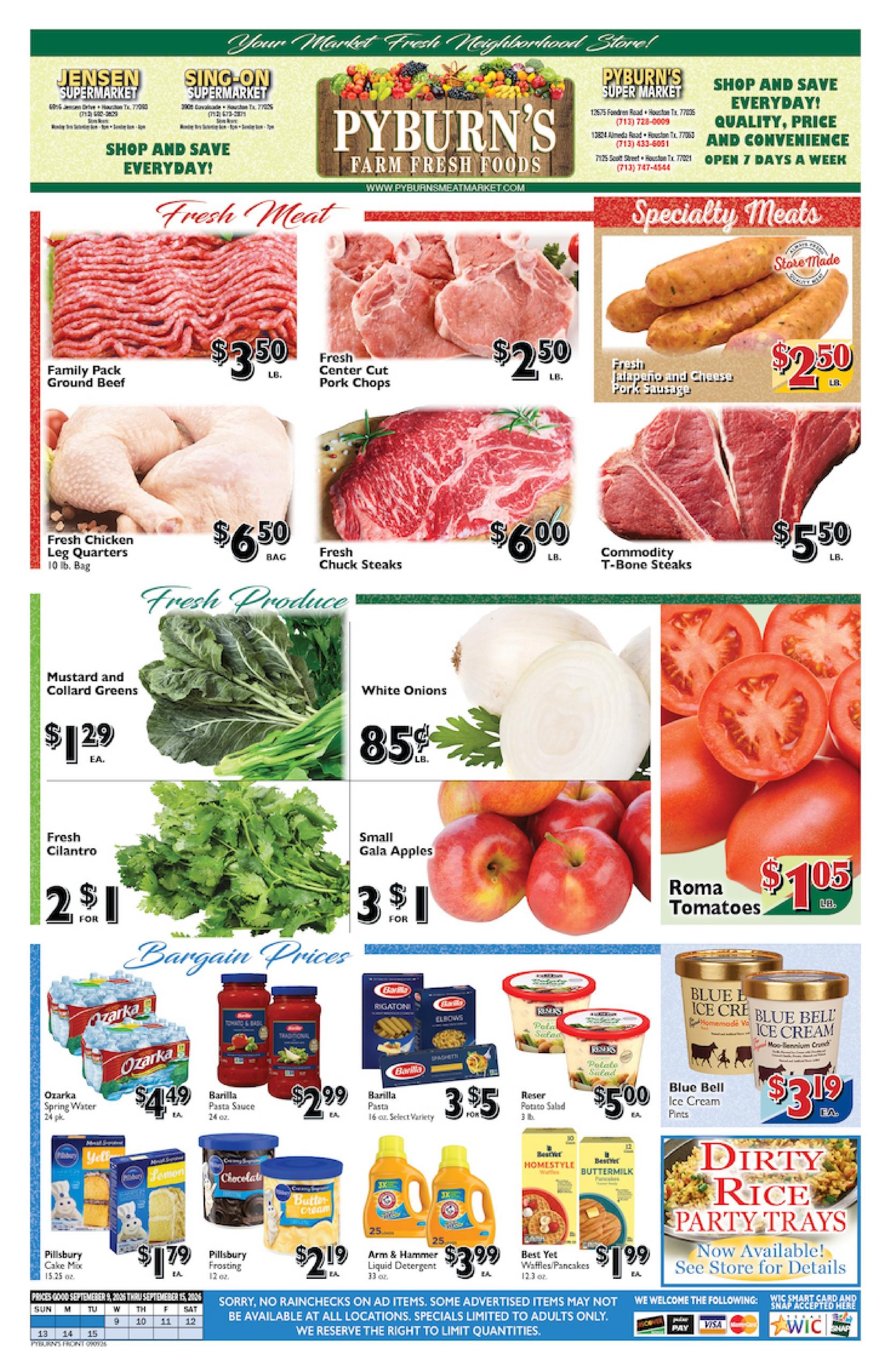 Pyburn's Farm Fresh Foods weekly ad page 1