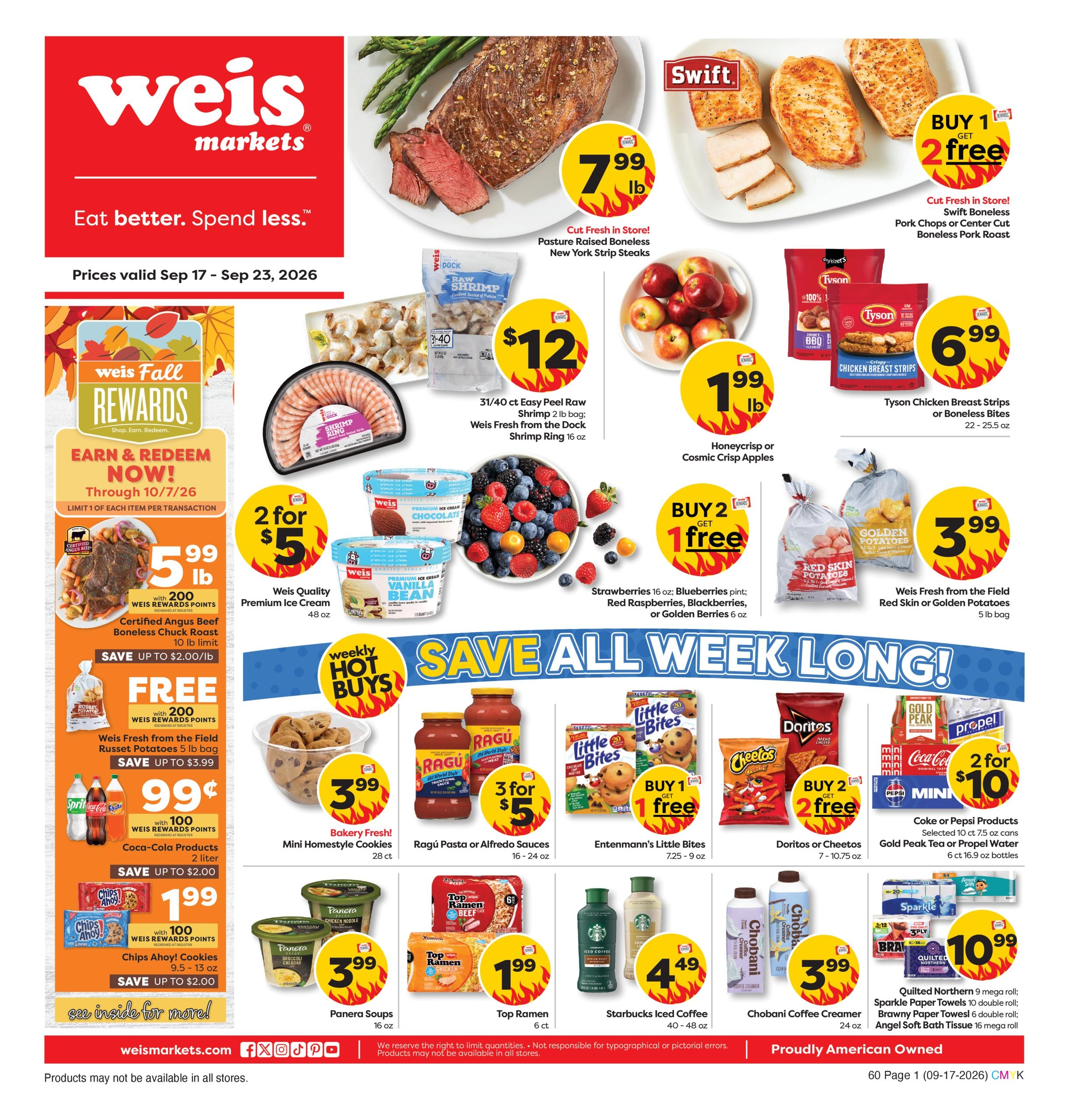 Weis Markets weekly ad page 1