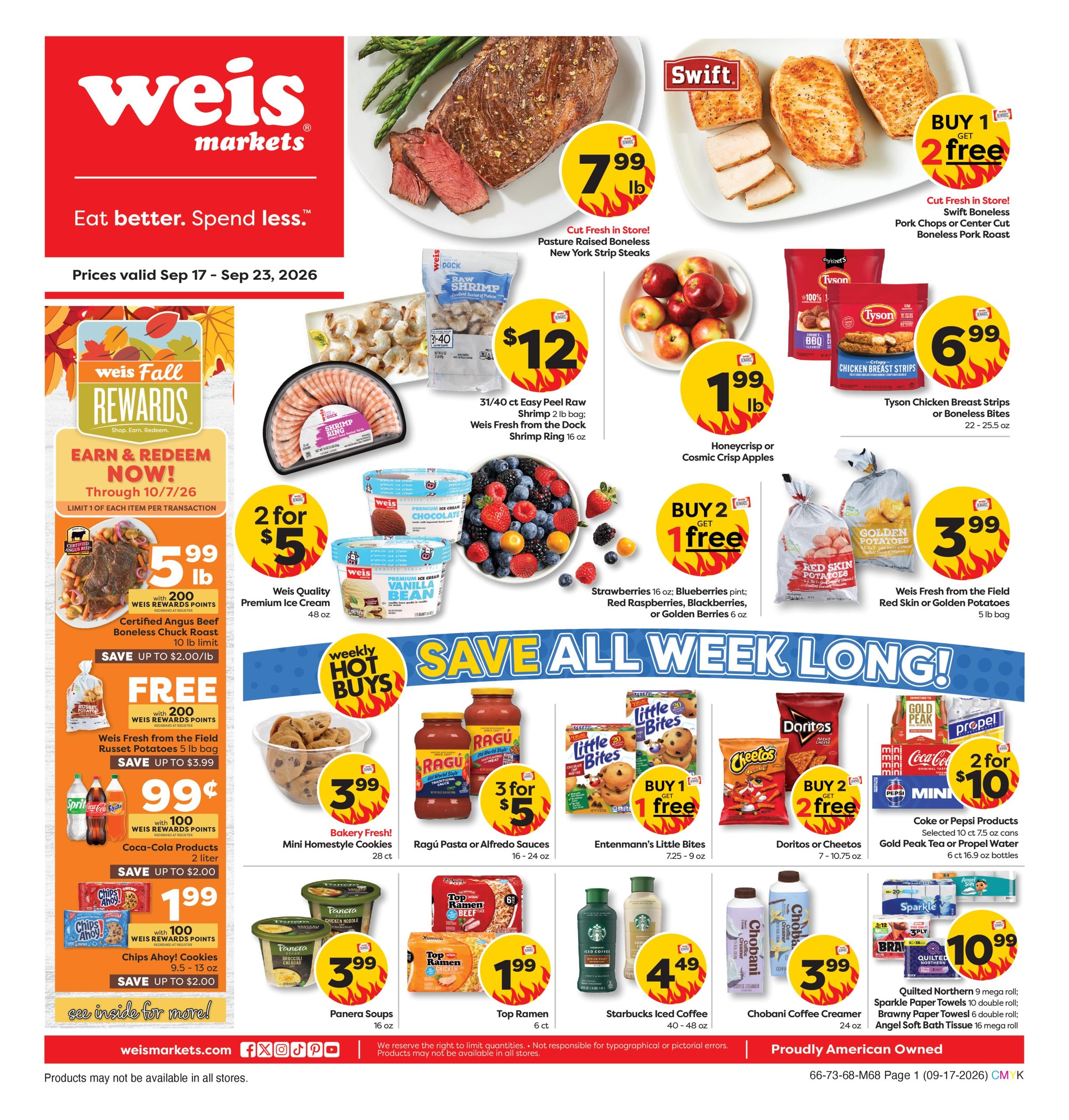 Weis Markets weekly ad page 1