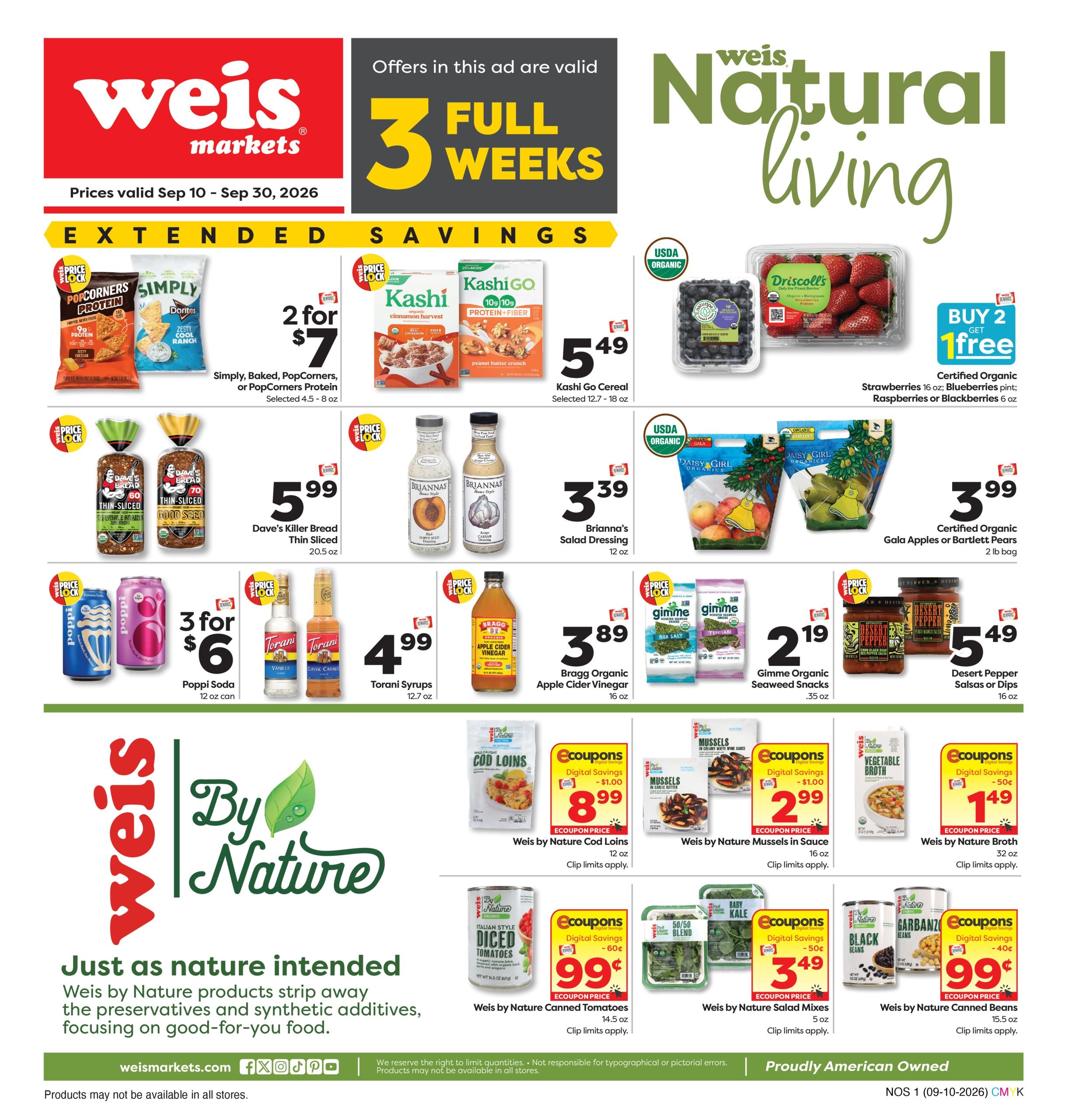 Weis Markets weekly ad page 1