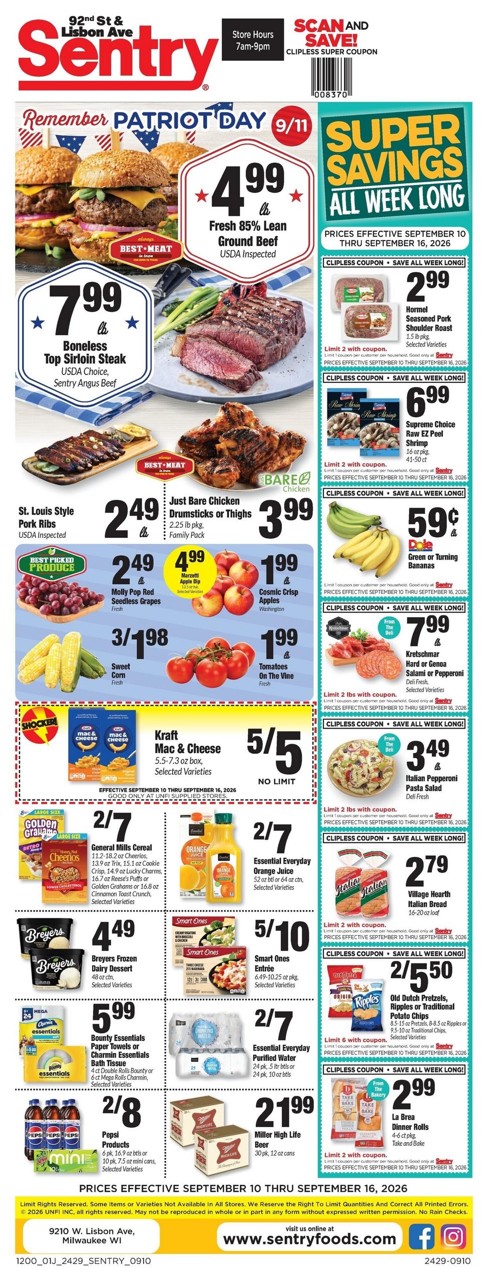 Sentry Foods weekly ad page 1