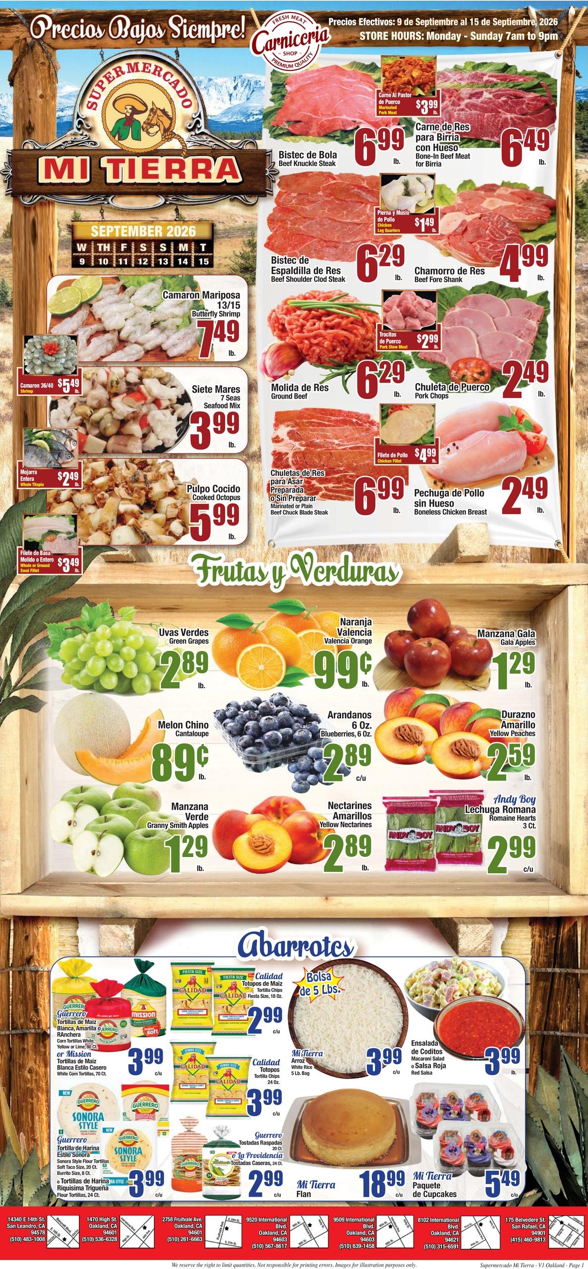 Supermercado Mi Tierra weekly ad page 1