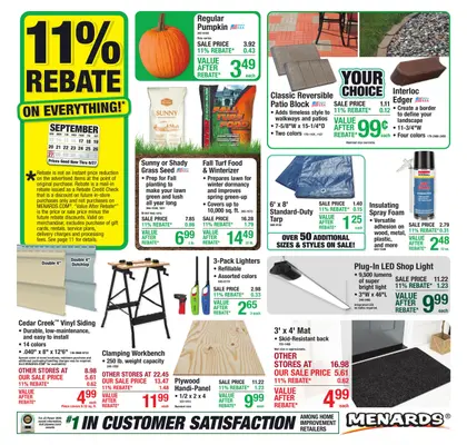 Menards 11% Rebate* Sale