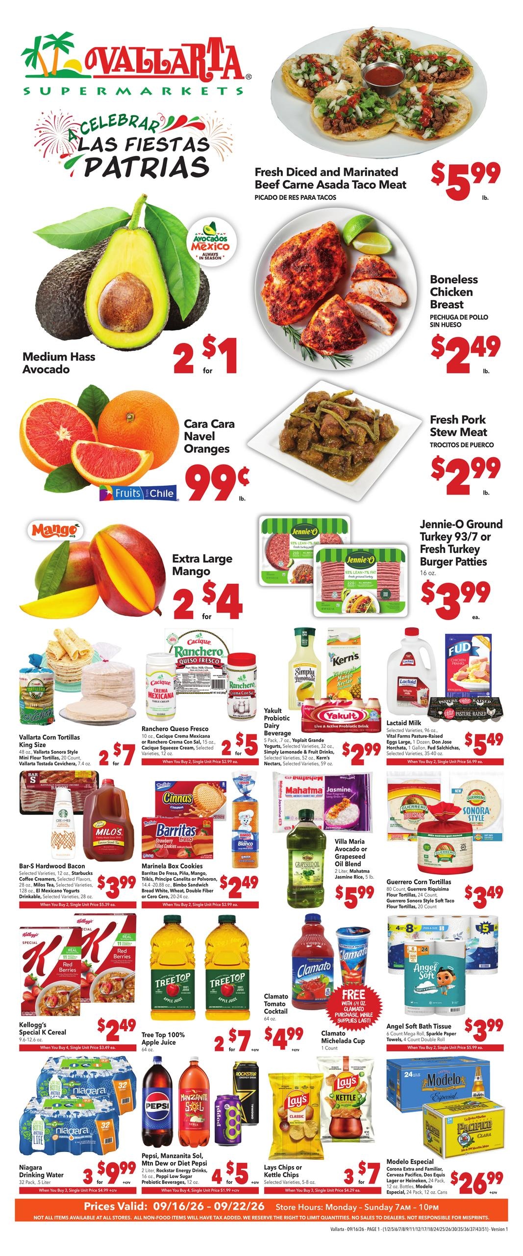 Vallarta Supermarkets weekly ad page 1